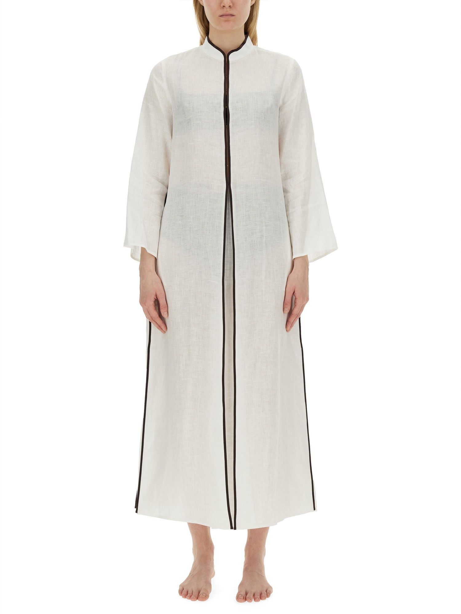 o1s22i1n1024 Long Linen Caftan Dress in White