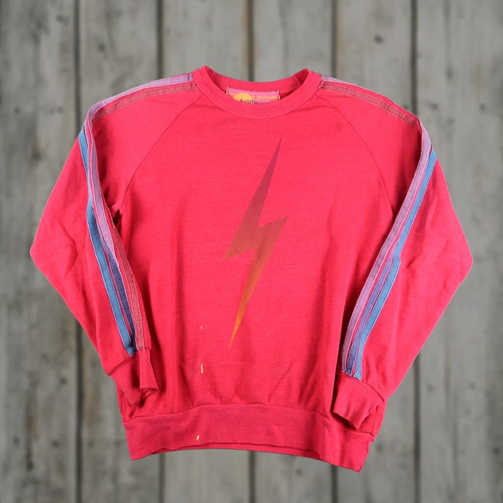 Aviator Nation AVIATOR NATION Sweatshirt Pullover Women S Pink USA Made Cotton Blend Raglan Logo Crew Neck Small Activewear Vol. USA Womens Size S / US 4 / IT 40 - 1 Thumbnail
