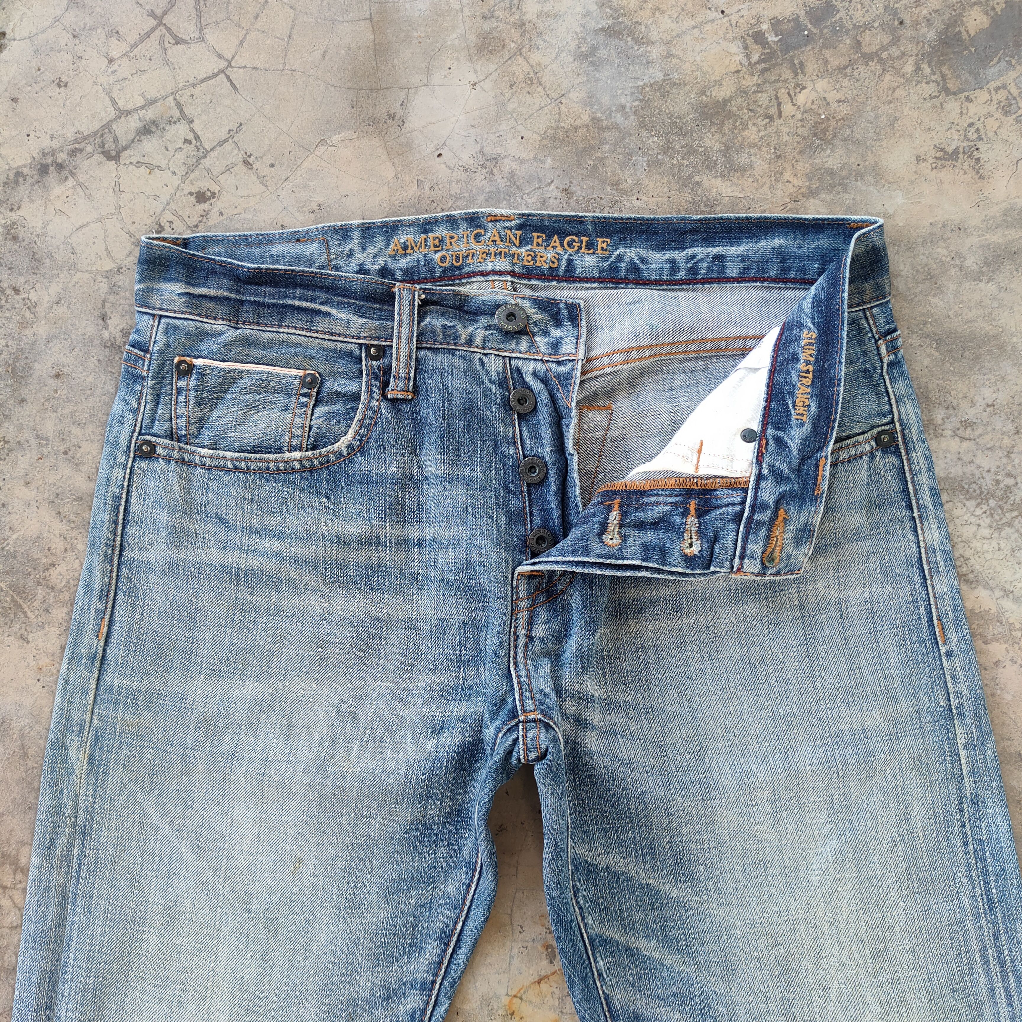Japanese Brand # JAPANESE VINTAGE SELVEGE STRAIGHT FADED RIPPED JEANS PANTS Size US 34 / EU 50 - 4 Thumbnail