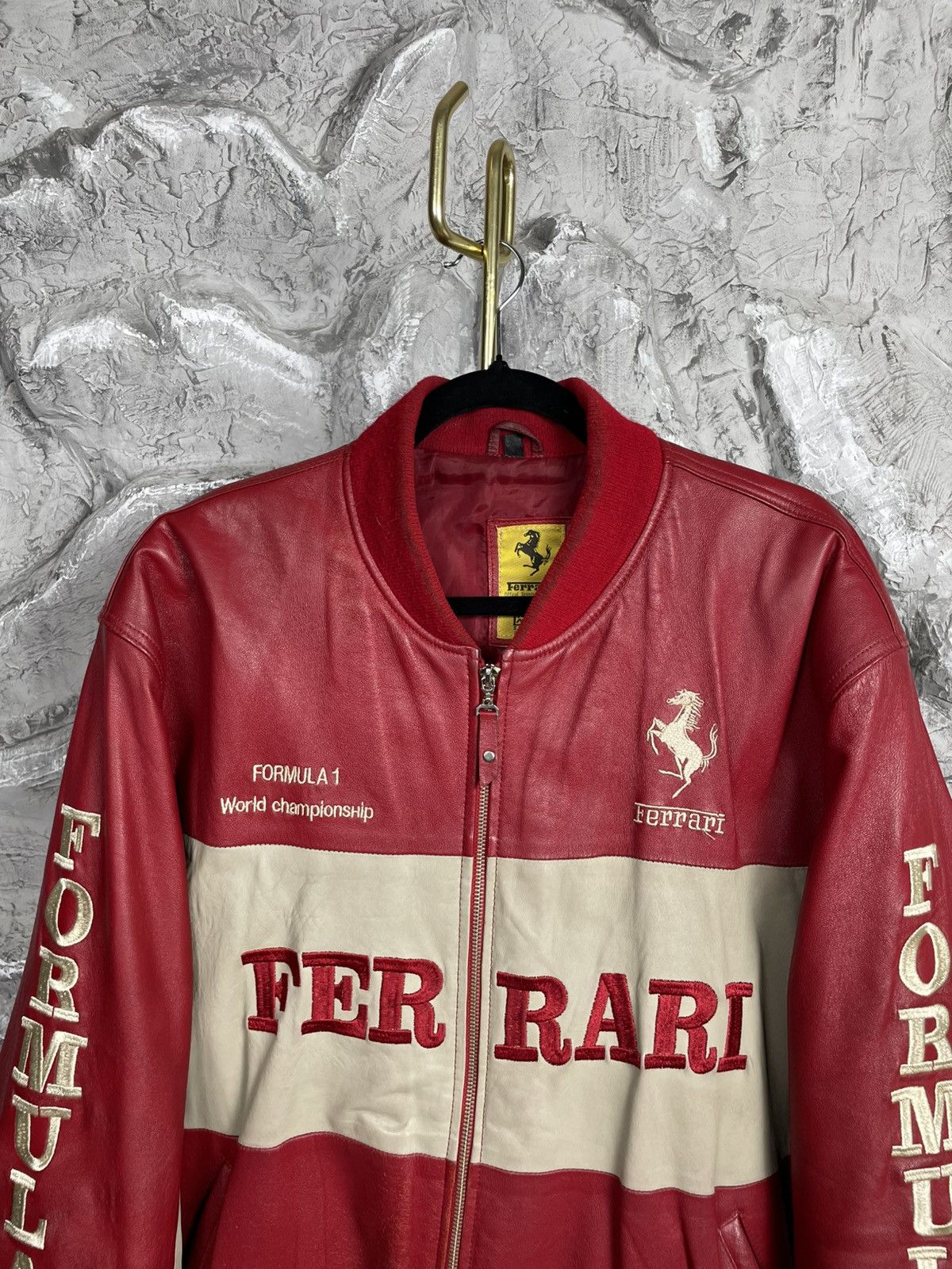 Ferrari Vintage Ferrari 1996 Formula 1 Rare Moto Leather Jacket Y2K Size US XL / EU 56 / 4 - 6 Thumbnail