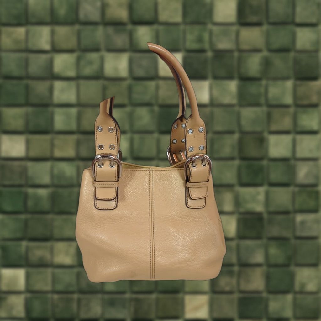Doublet TIGNANELLO PERFECT 10 TOTE Satchel Handbag Tan Pebbled Leather Double Handles Casual Womens Small 90s Classic Designer Brown Lining Silver Hardware Size ONE SIZE - 1 Thumbnail