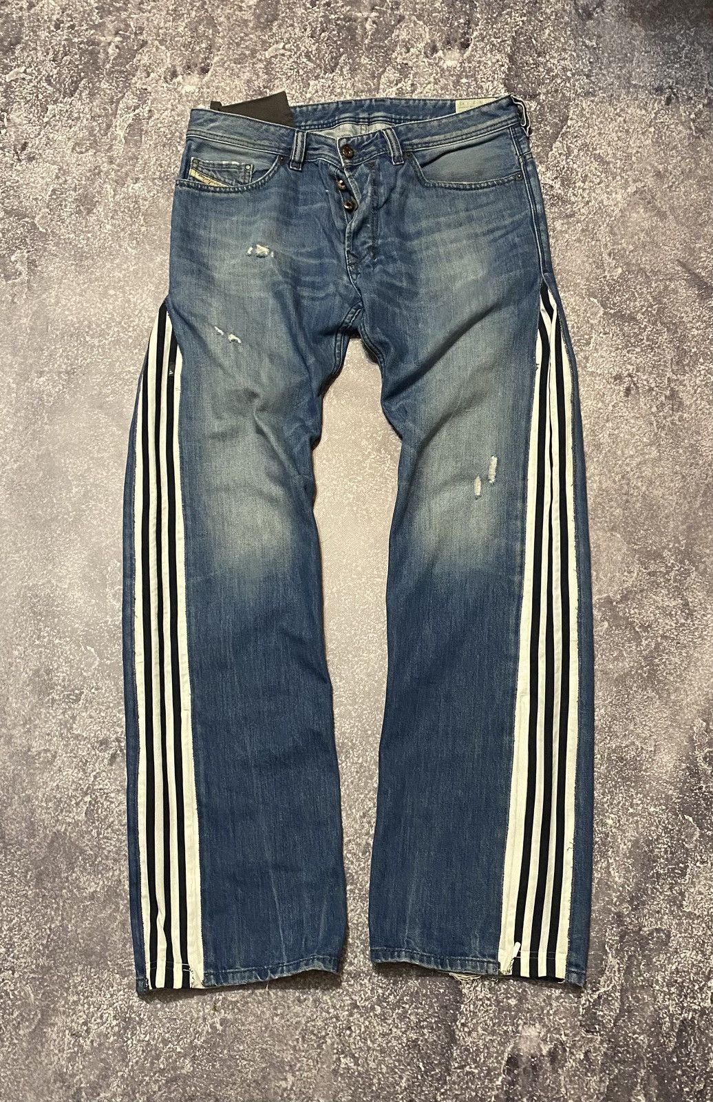 Adidas Custom reworked Diesel X Adidas japanese style jeans pants Grailed