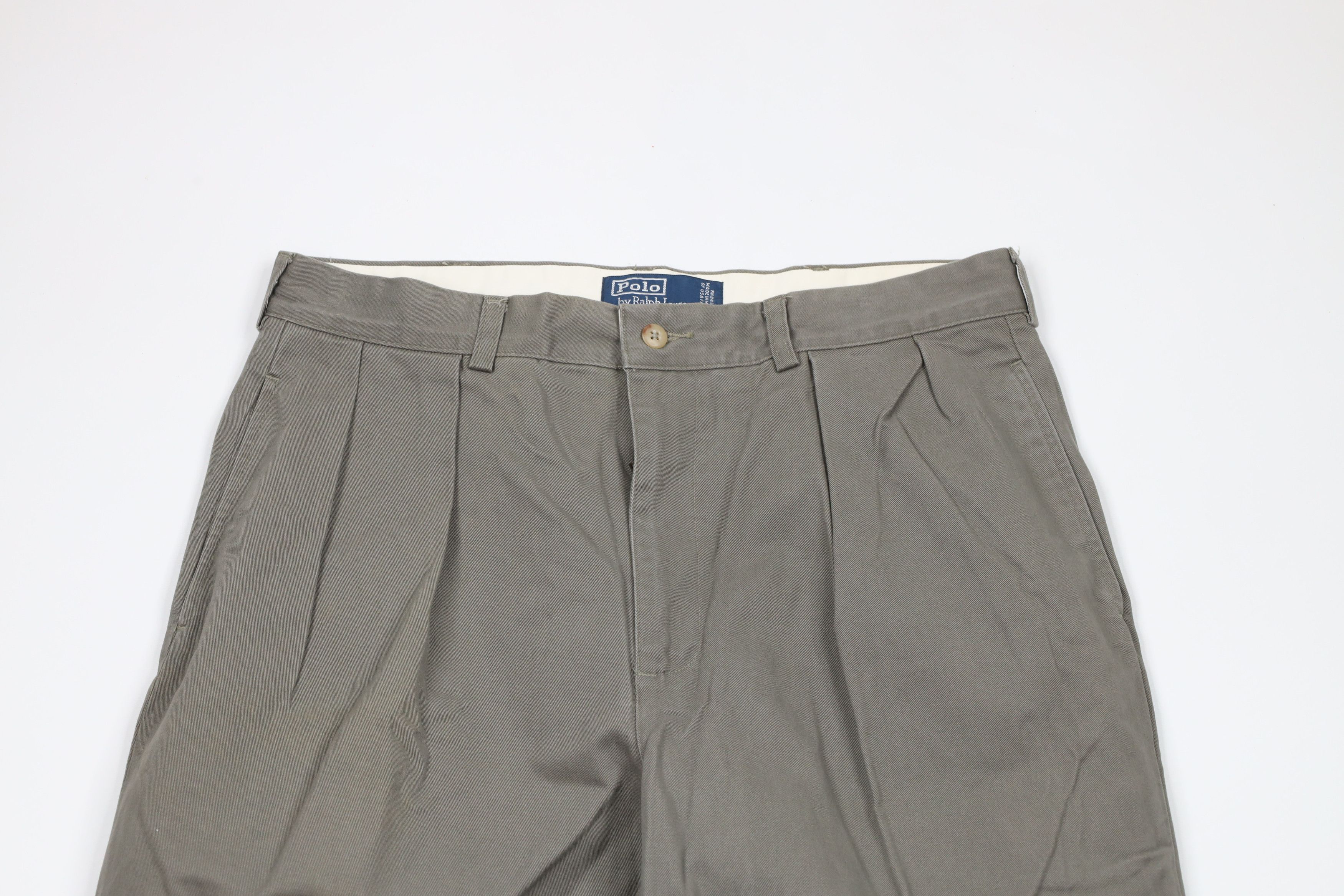 Ralph Lauren × Vintage Vintage 90s Ralph Lauren Wide Leg Chino Pants Gray Green Size US 34 / EU 50 - 2 Thumbnail