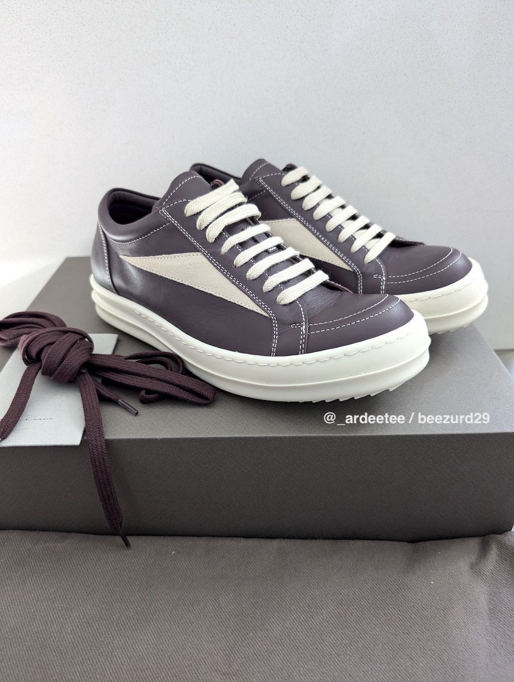 Rick Owens *NEW* AMETHYST LEATHER VINTAGE SNEAKERS VANS LUXOR FW23 Size US 7 / IT 37 - 3 Thumbnail
