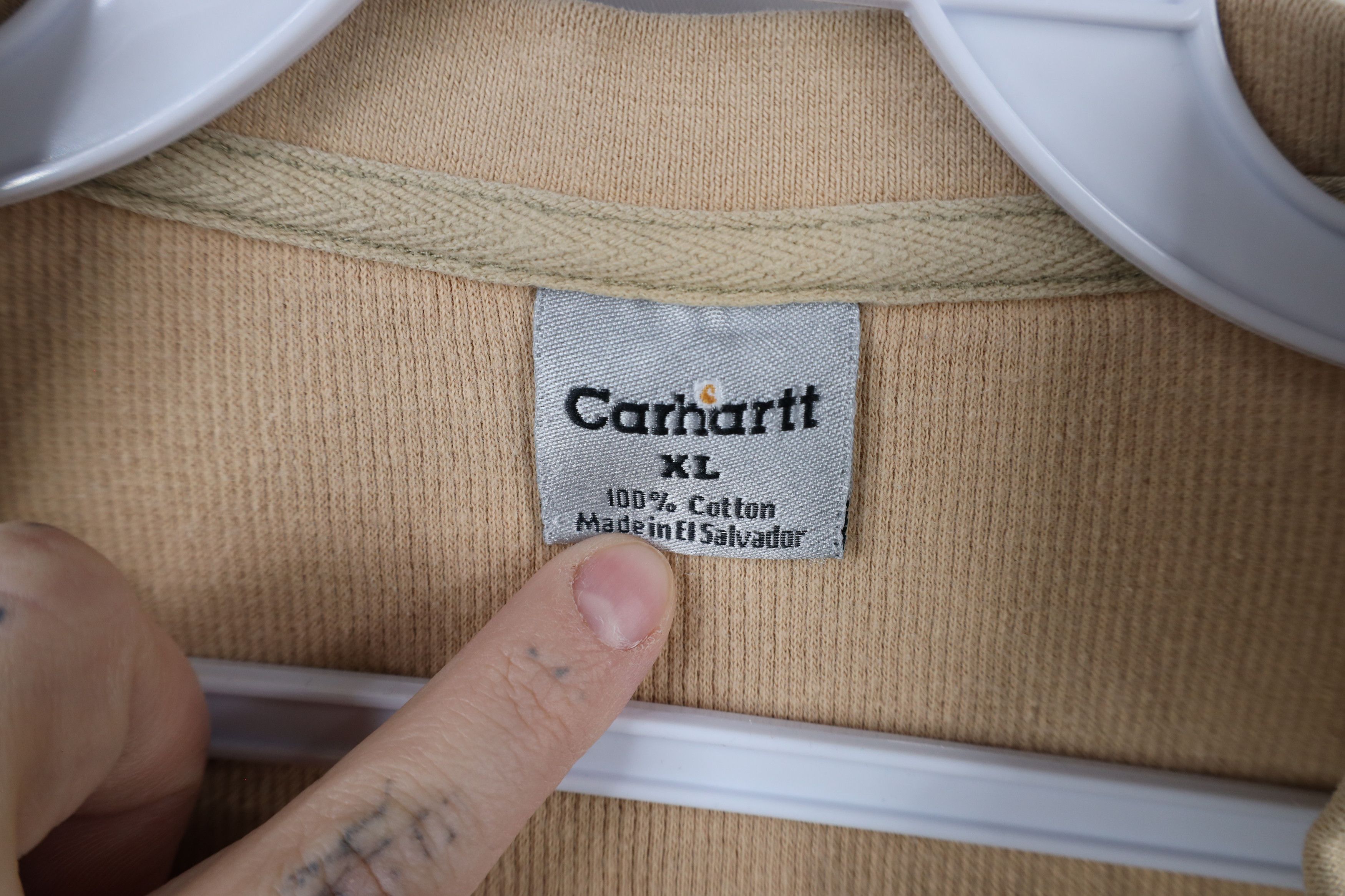 Carhartt × Vintage Vintage Carhartt Thermal Waffle Knit Henley T-Shirt Beige Size US XL / EU 56 / 4 - 8 Thumbnail