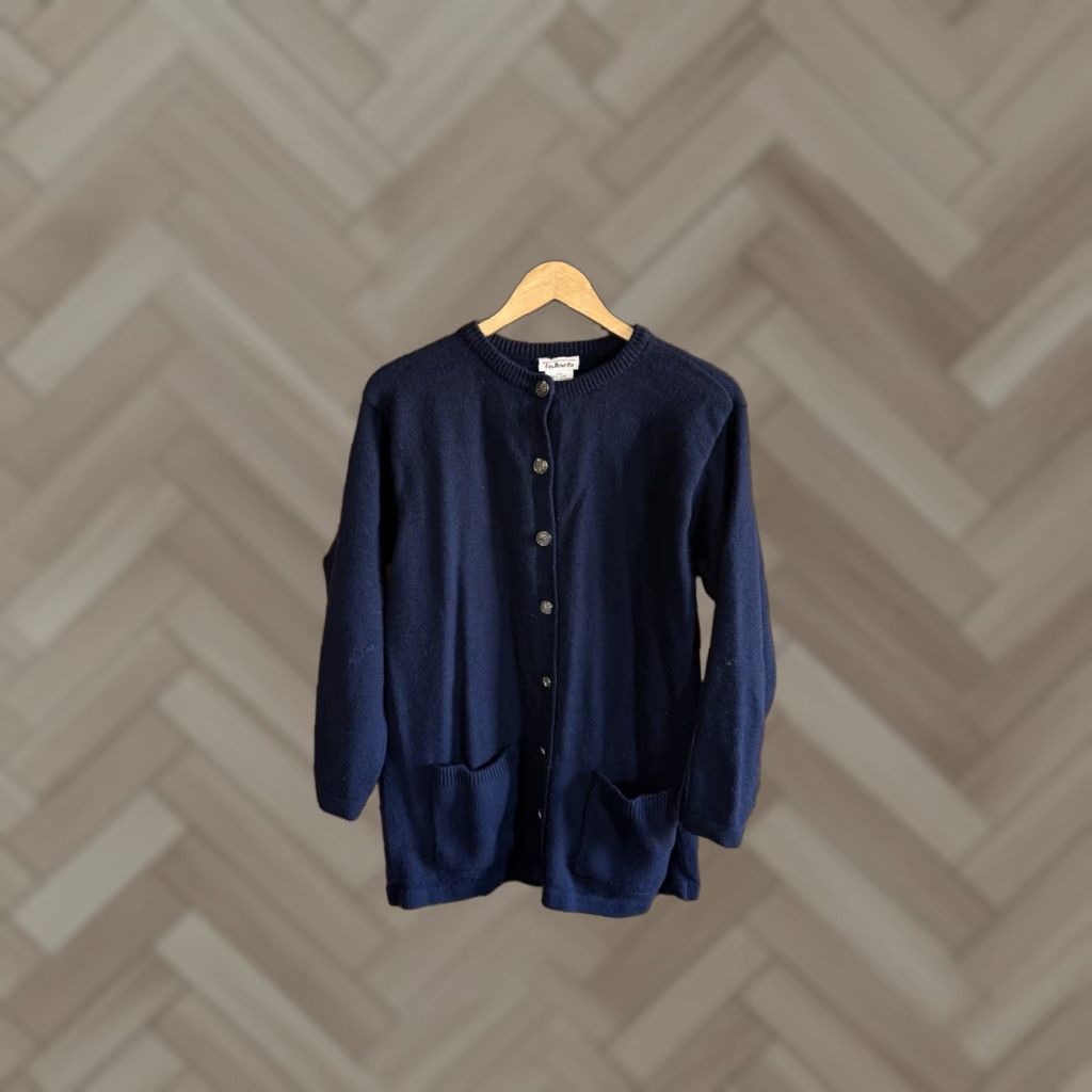 Talbots Y2K Talbots Womens Blue Wool Knit Button Up Long Sleeve Cardigan Sweater Large Size L / US 10 / IT 46 - 1 Thumbnail