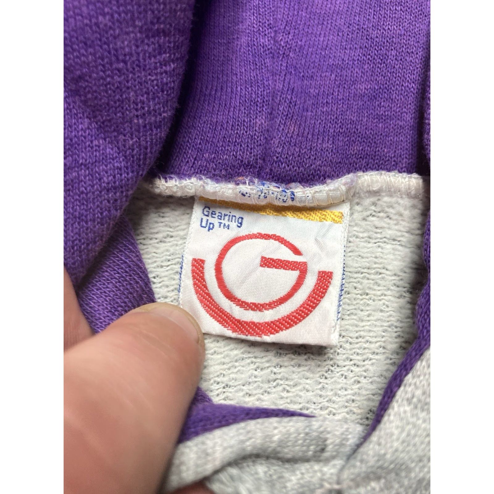 Vintage VINTAGE Hoodie 70s Pullover 2 tone tri blend Gray Purple Adult Small Mens Girls Womens Size US S / EU 44-46 / 1 - 4 Thumbnail