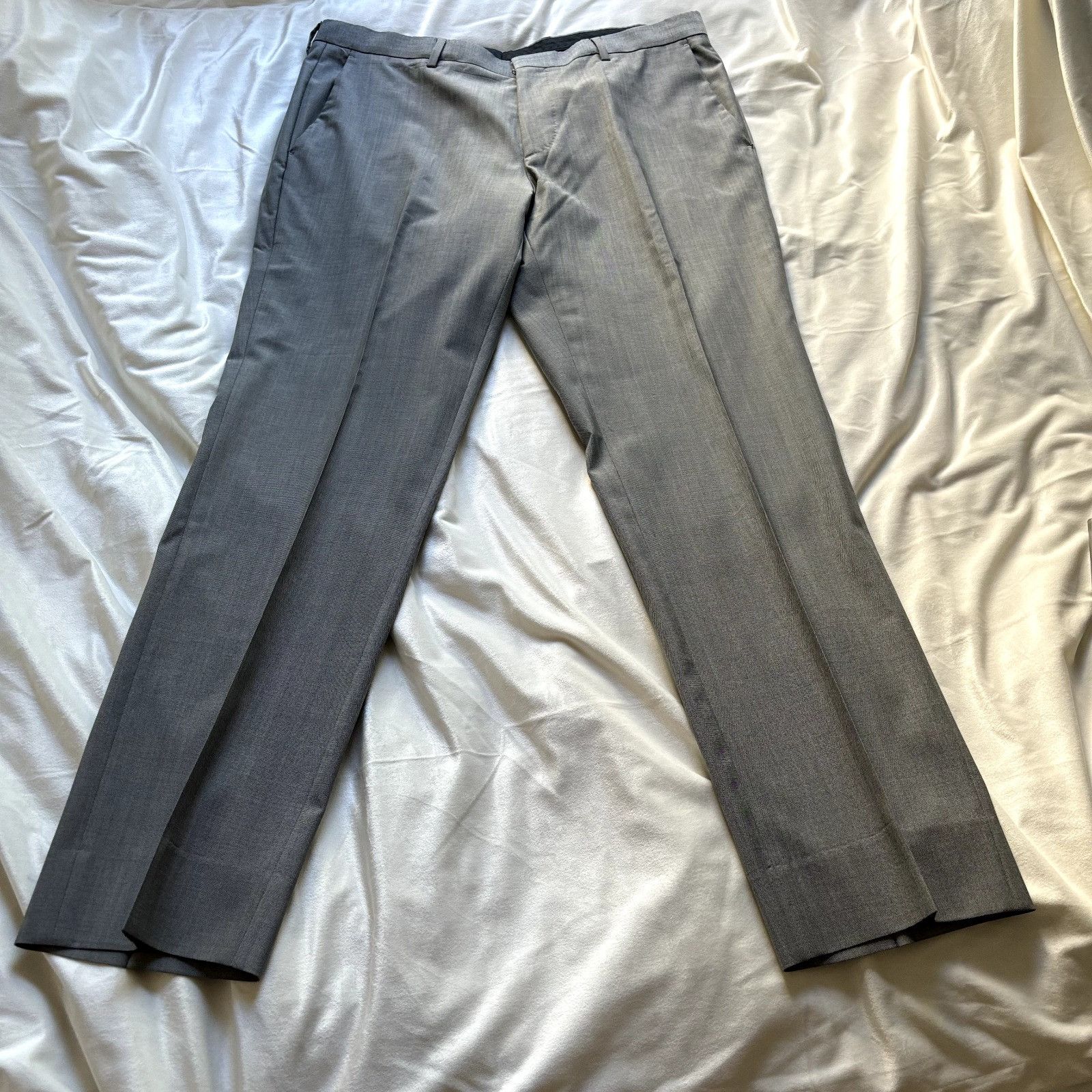 Hugo Boss Hugo Boss Huge4 Genlus3 Men's Dress Pants 36x31 Grey Wool Fl Size 36R - 1 Thumbnail