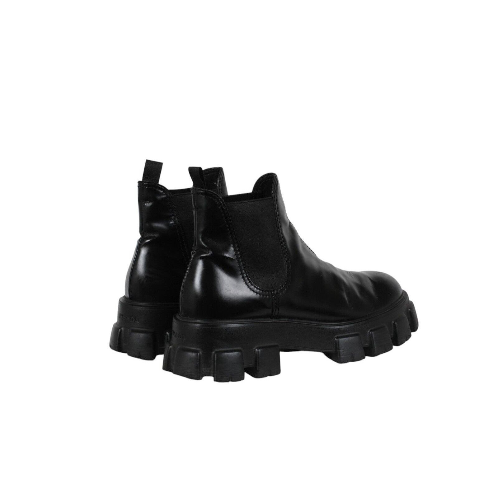 Prada Monolith Chelsea Boots Black Leather - 02511B Size US 11 / EU 44 - 3 Thumbnail