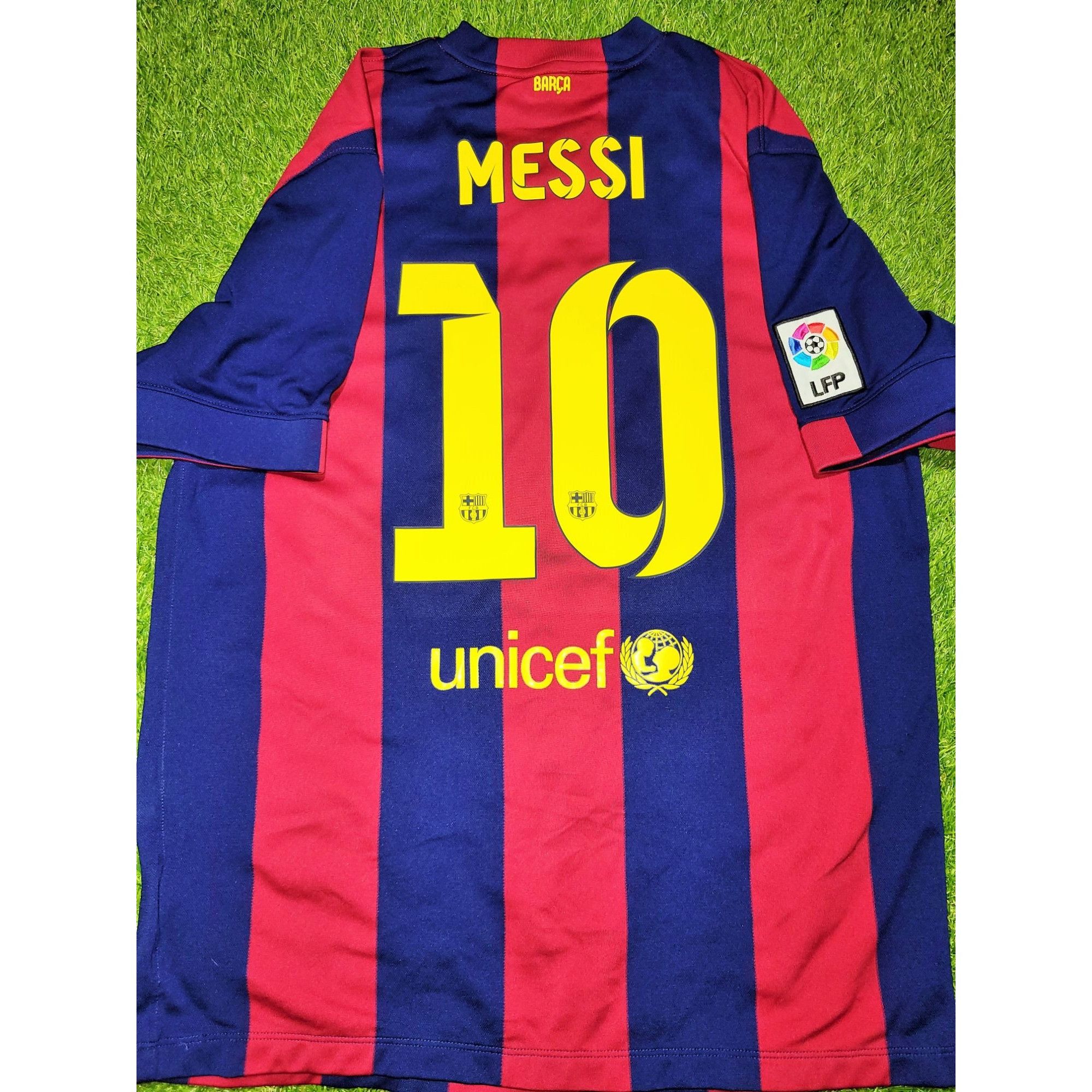 image of Nike Messi Barcelona 2014 2015 Treble Season Soccer Jersey XL in Red, Men's