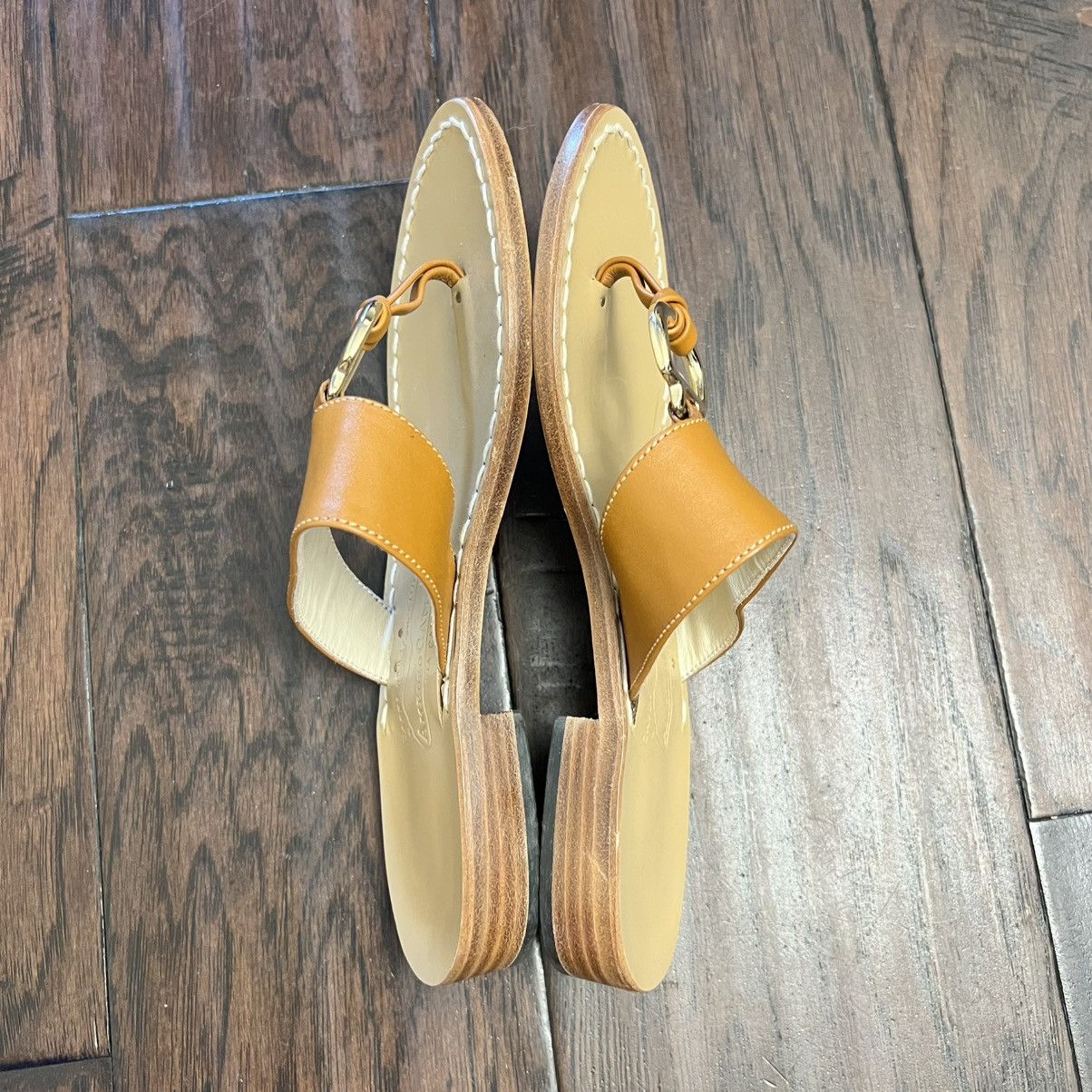 Anthropologie Amedeo Canfora Capri Brown Leather Gold Detail Sandals Size US 6 / IT 36 - 5 Thumbnail