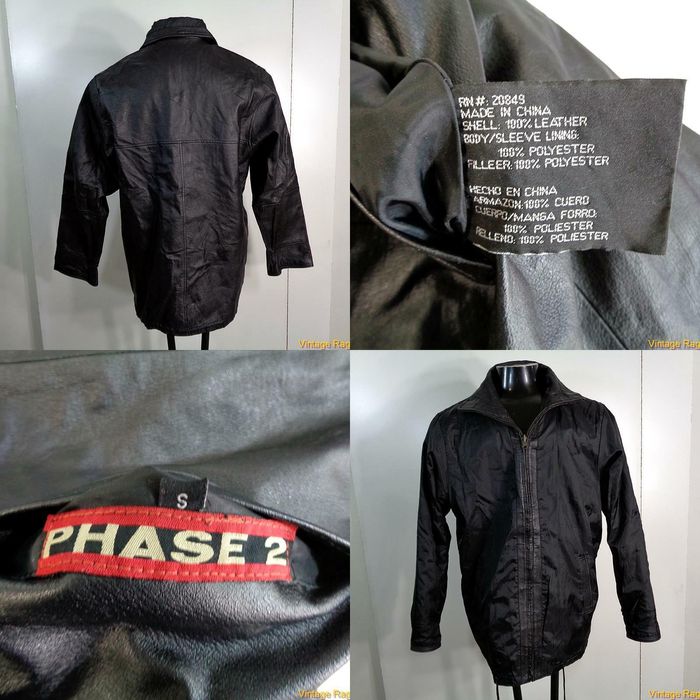 Vintage PHASE 2 Soft LEATHER JACKET Coat Mens Size S black