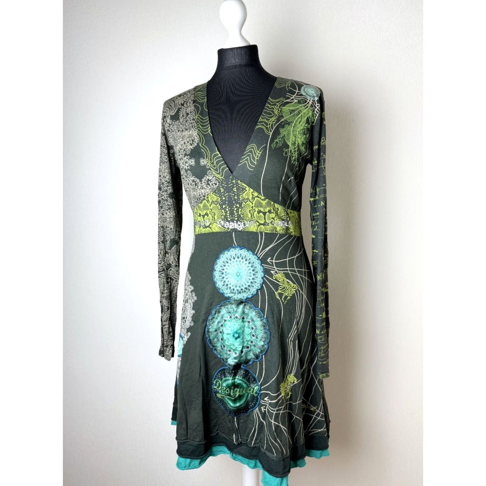 Desigual Desigual Dress TibEt Green Women L A-Line Knee Length XS?? Size L / US 10 / IT 46 - 2 Thumbnail