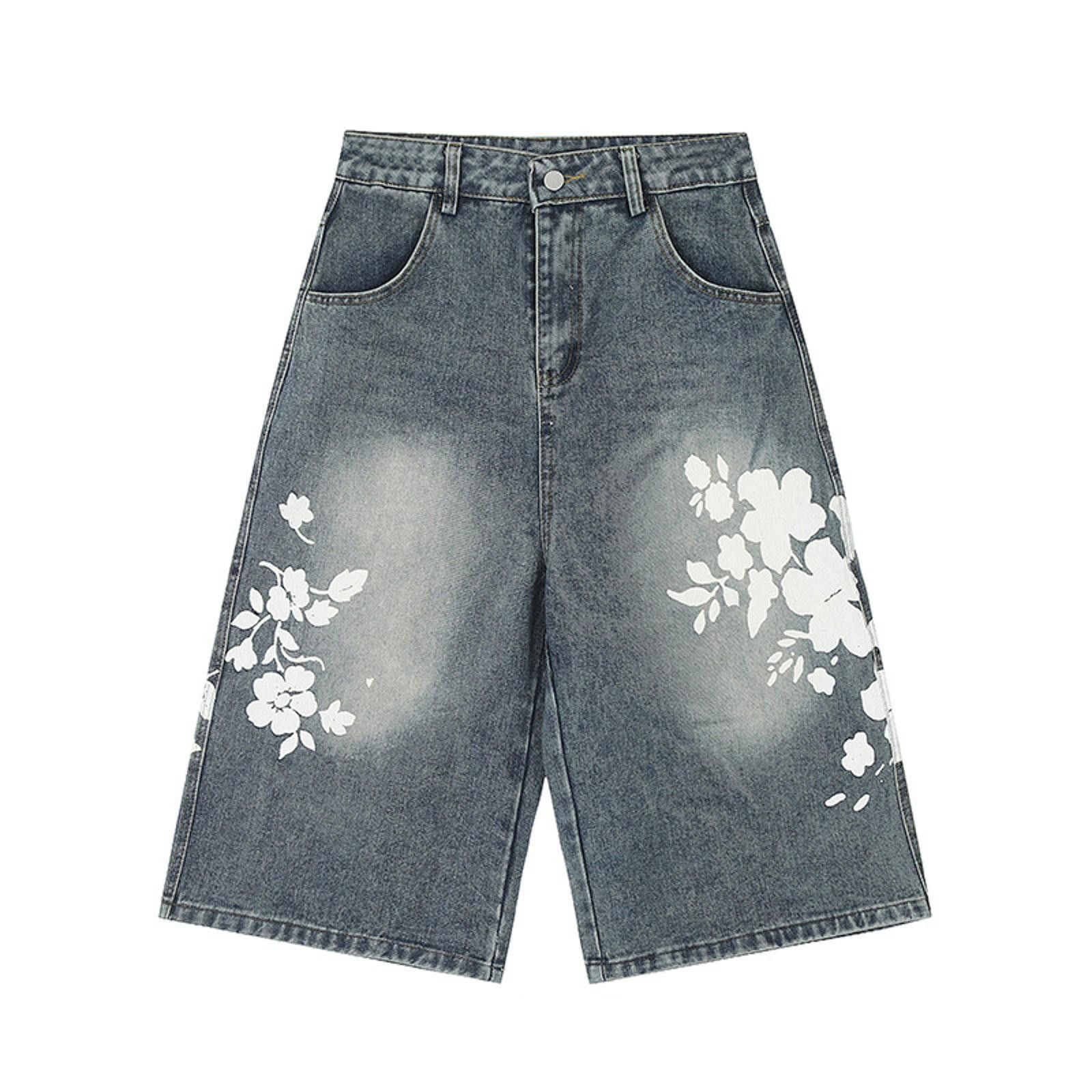 Japanese Brand Floral Printed Denim Shorts / Jorts Size US 30 / EU 46 - 1 Thumbnail