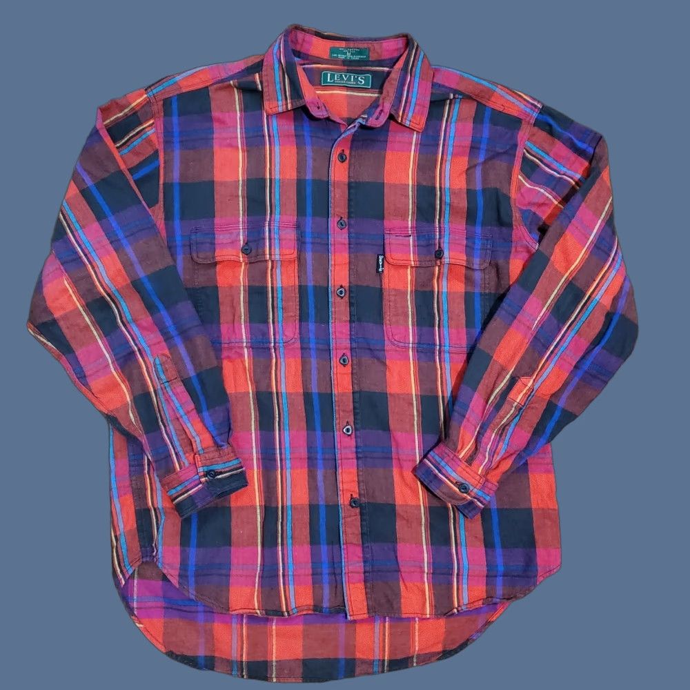 Levi's VINTAGE Levi's Shirt Mens M Red Plaid Western Button-Up 90s California Cowboy Grunge Classic USA 60s Southwestern Size US M / EU 48-50 / 2 - 1 Thumbnail