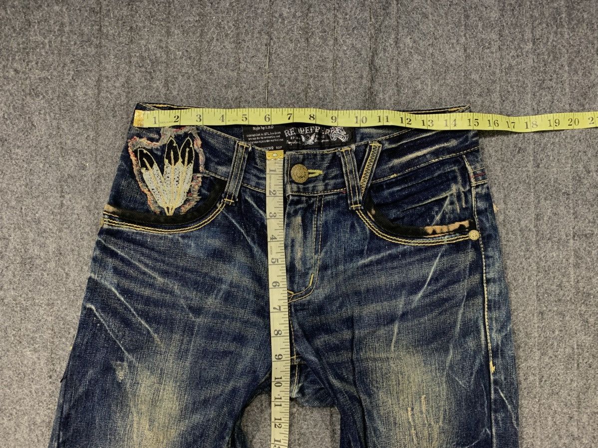 Japanese Brand Red Pepper Gold Label Embroidery Logo Indigo Denim Jeans Size US 30 / EU 46 - 13 Thumbnail