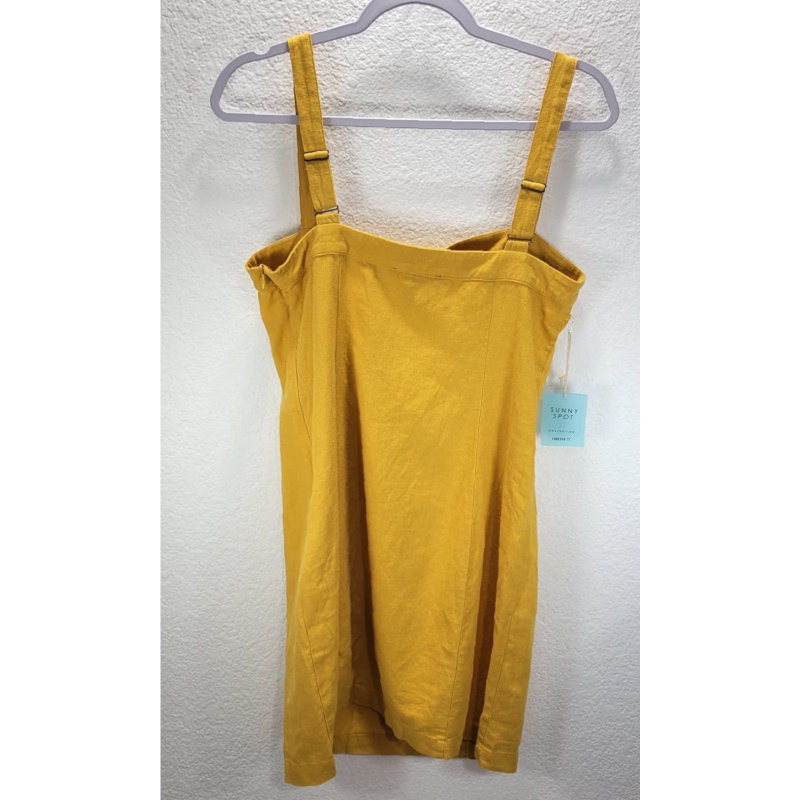Forever 21 FOREVER 21 Sunny Spot Mustard Mini Dress Linen Rayon Sleeveless Button Front Zip M NWT Womens Sundress Size M / US 6-8 / IT 42-44 - 5 Thumbnail