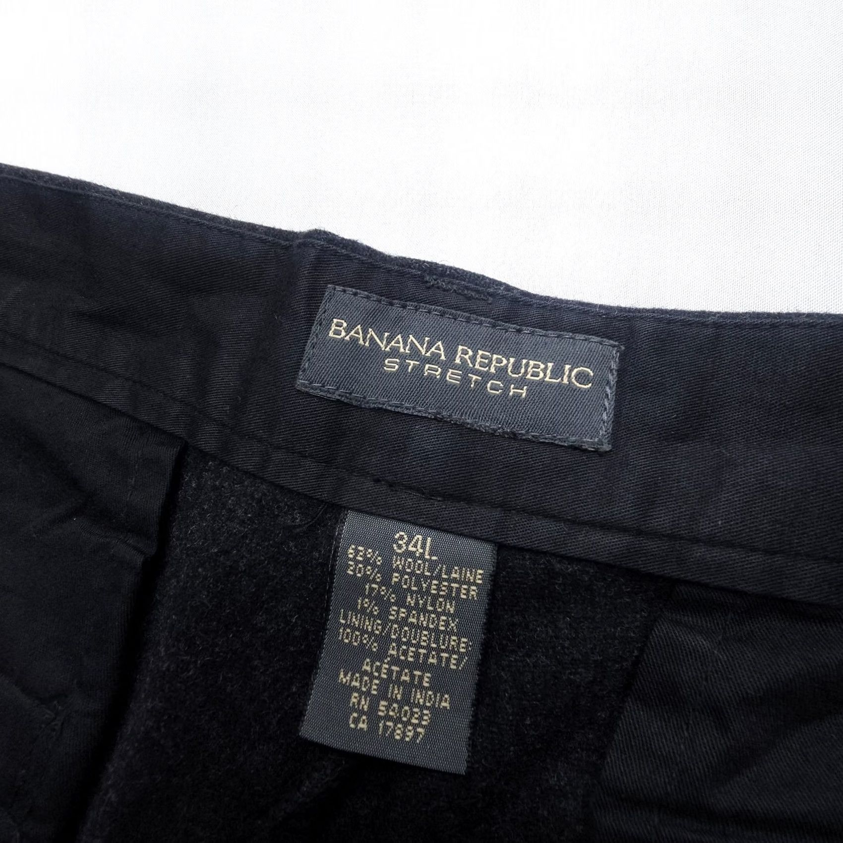 Banana Republic Banana Republic Dress Pants Mens 34 Long Black Wool Polyester 5-Pocket Flat Front Regular Straight Vintage: No Size US 34 / EU 50 - 3 Thumbnail