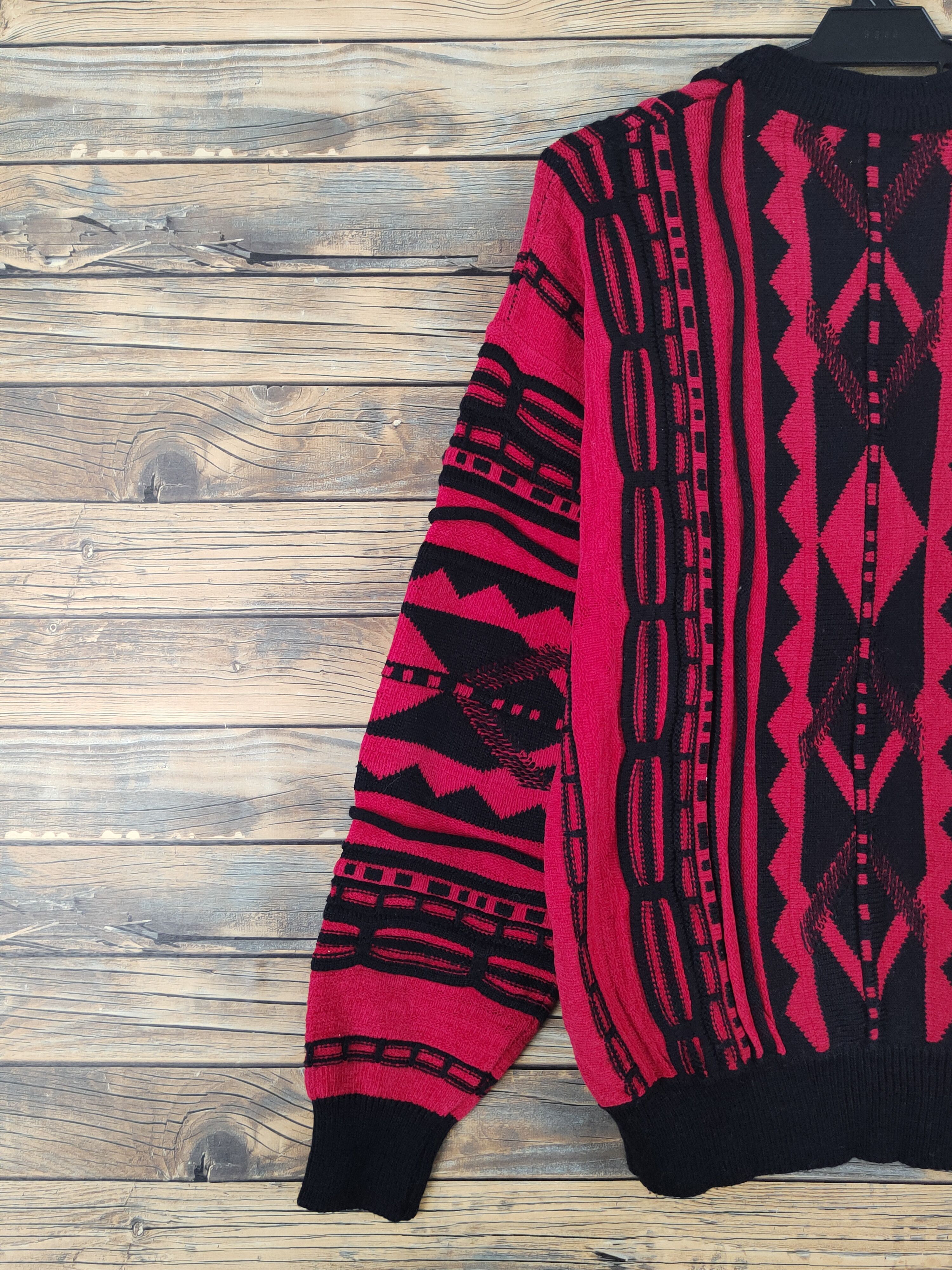 Aran Isles Knitwear Shutern art vintage Red Black Knitwear Sweatshirts #W1098 Size US M / EU 48-50 / 2 - 12 Thumbnail