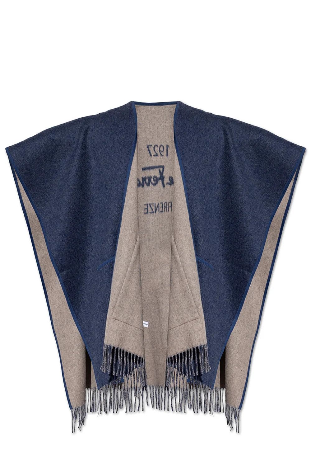 Salvatore Ferragamo o1s1rm1224 Size: OS / Cape in Navy Blue & Taupe Size ONE SIZE - 1 Thumbnail