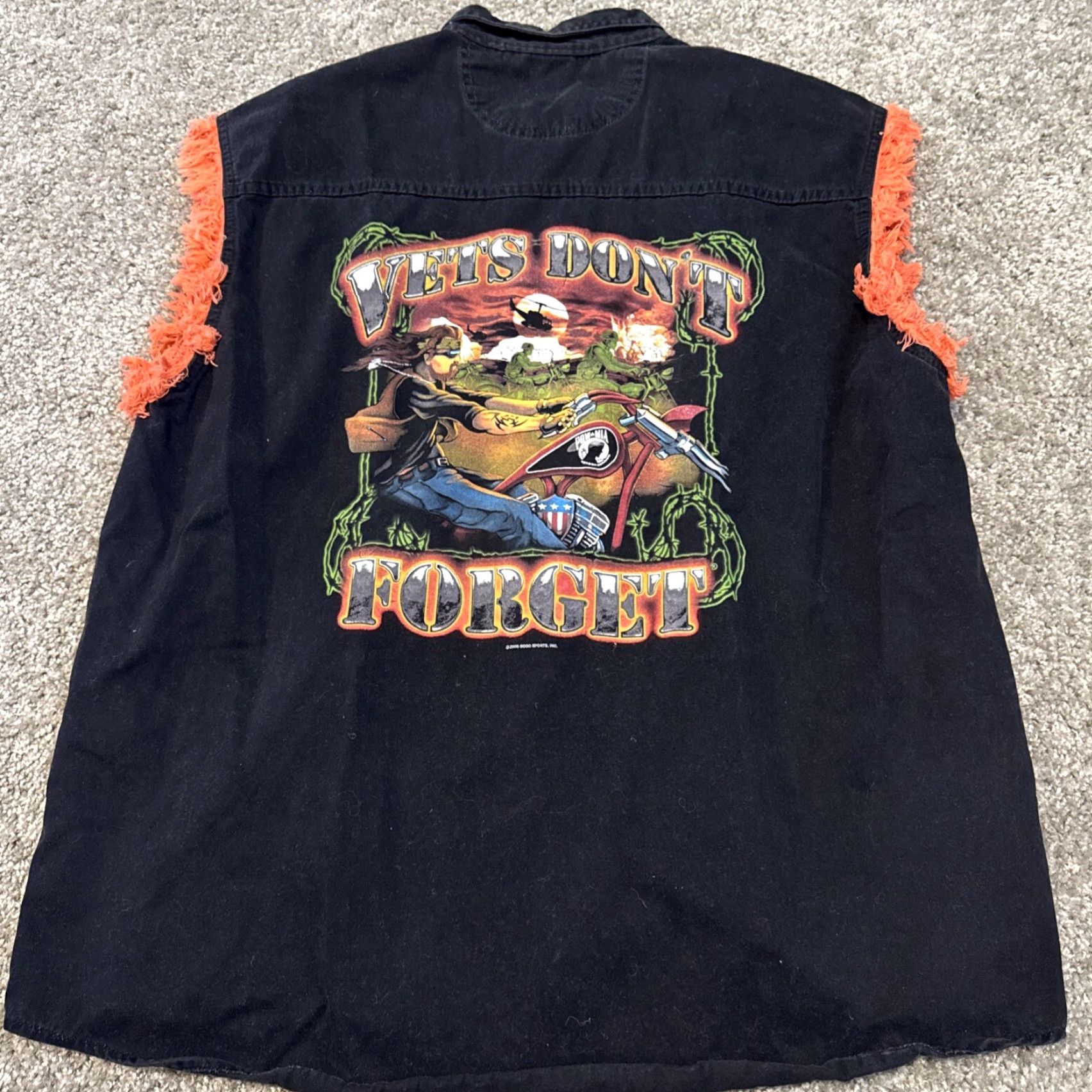 Vintage VINTAGE POW MIA Vets Don’t Forget Biker Fringe Black Orange Vest XL Shirt Men Size US XL / EU 56 / 4 - 2 Thumbnail