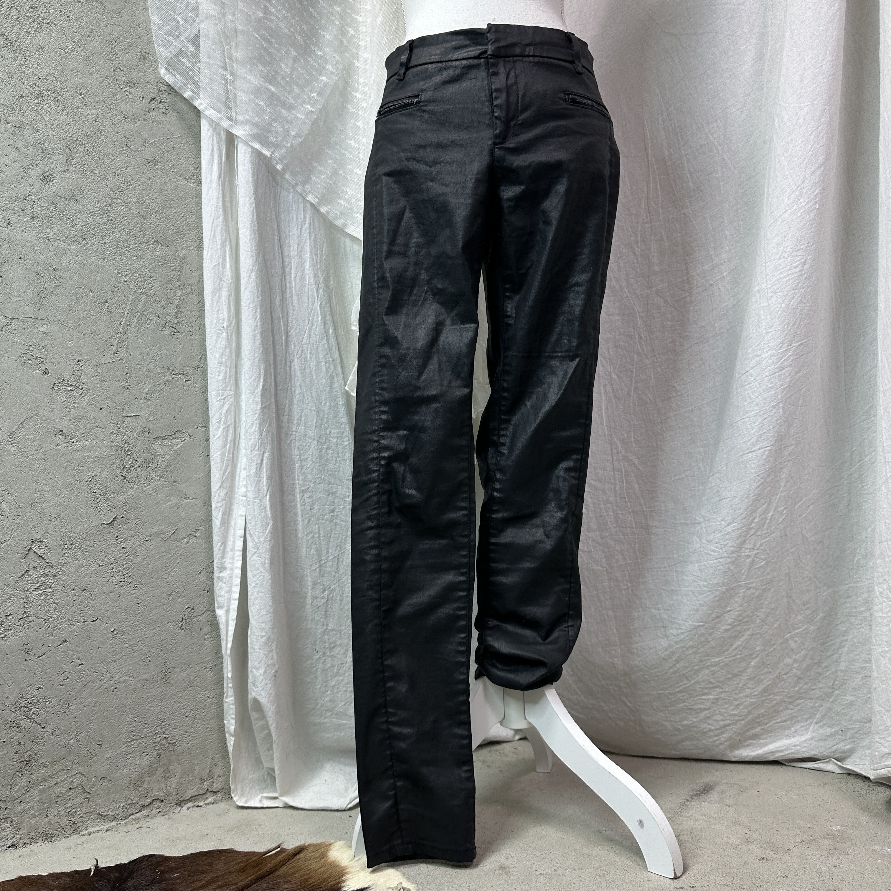 Filippa K Vintage Avant Garde Grunge Waxed Filippa K Zip Jeans Y2K Size 26" / US 2 / IT 38 - 7 Thumbnail