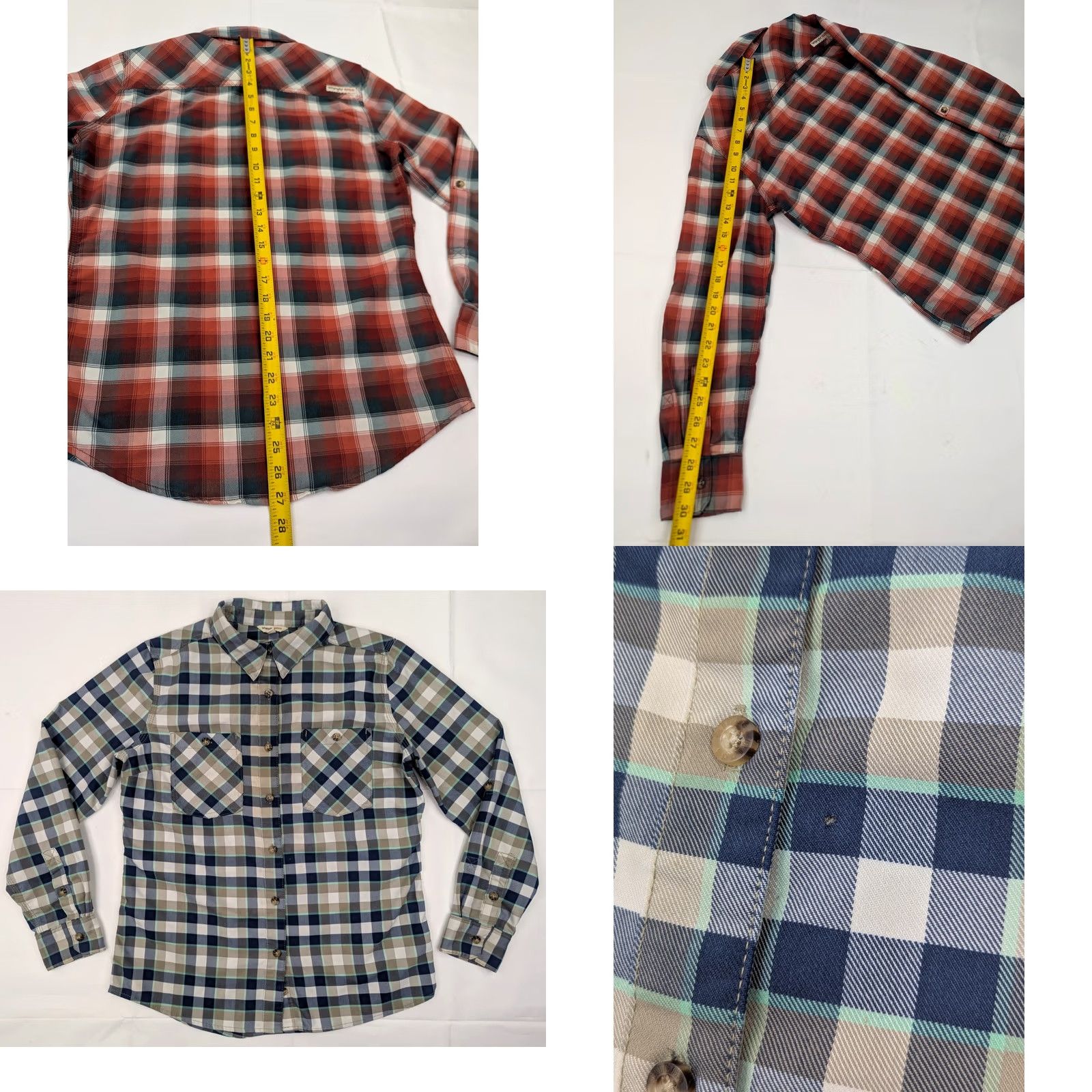 Wrangler Wrangler Shirt Lot x 3 Women S Plaid Button-Up Cotton Red Blue Gray Fall Winter Casual Workwear Size S / US 4 / IT 40 - 8 Thumbnail