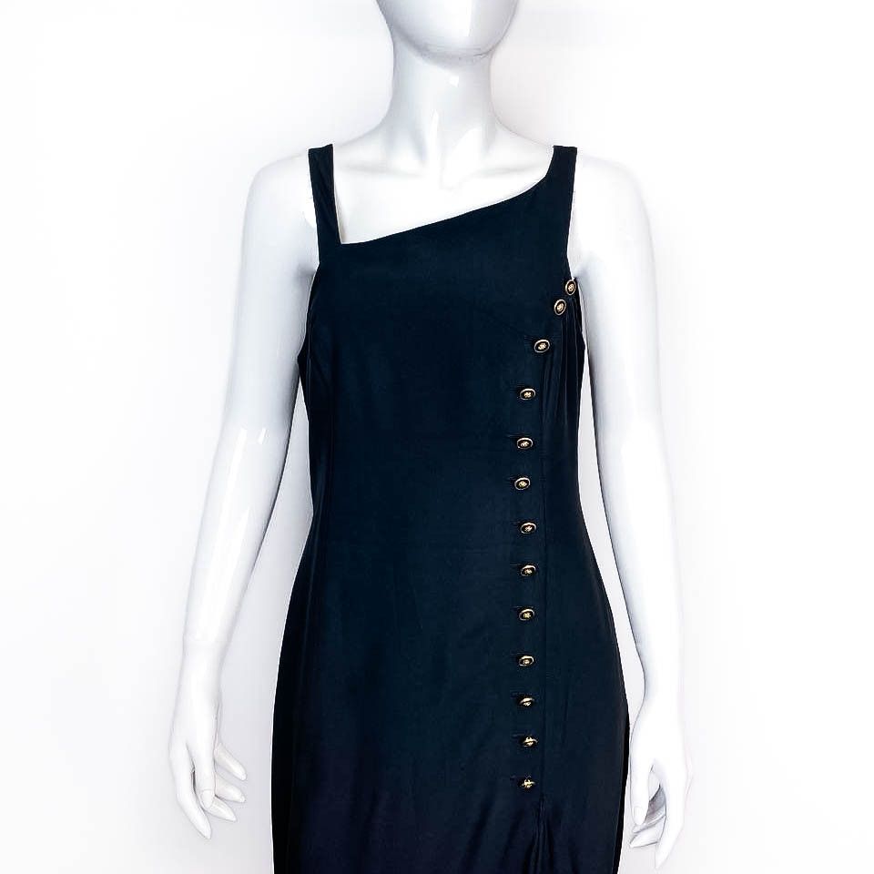 Versace × Versus Versace VERSUS Gianni Versace Dark Blue Medusa Long Dress Vintage Size S / US 4 / IT 40 - 3 Thumbnail