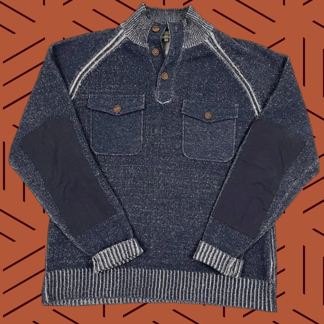 Vintage J.L. Powell Sporting Sweater Polo Mens L Blue Thick Knit Cadet Pullover Cashmere Size US L / EU 52-54 / 3 - 1 Thumbnail