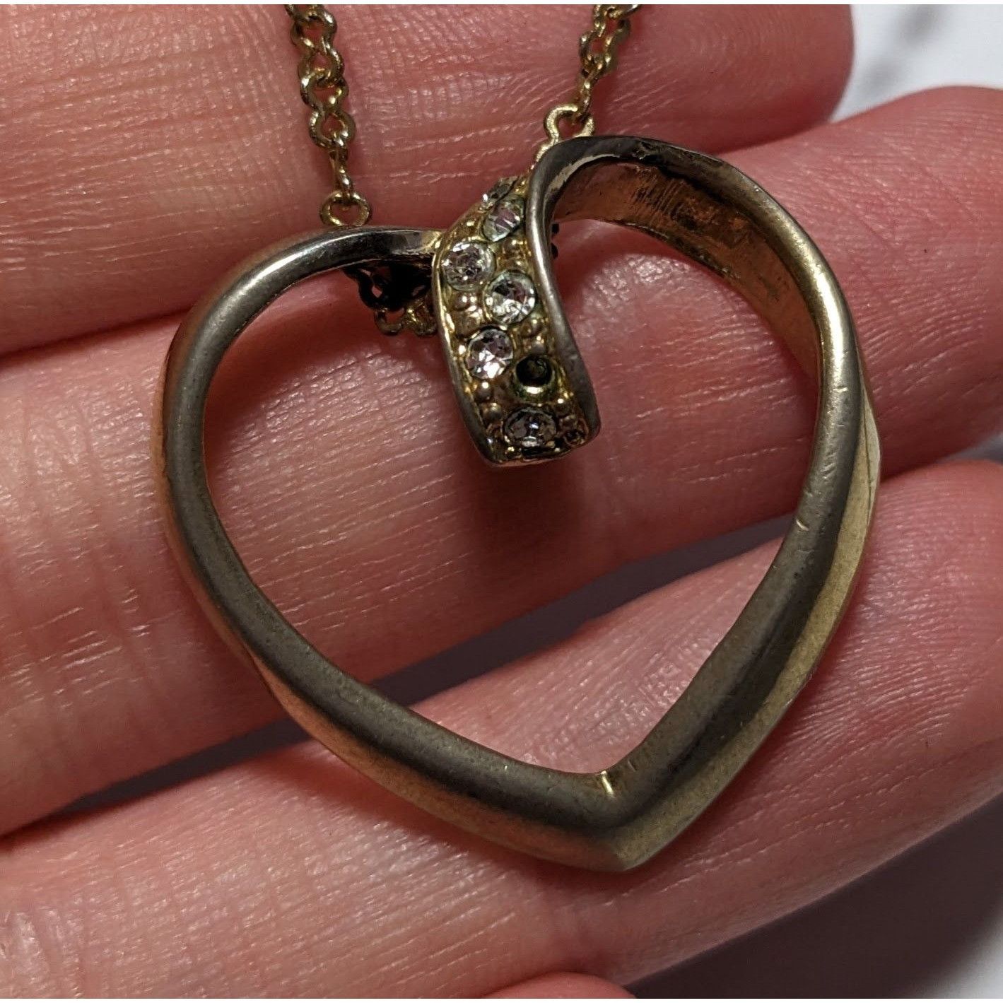 Other Open Heart-Shaped Rhinestone Pendant Necklace Size ONE SIZE - 18 Thumbnail
