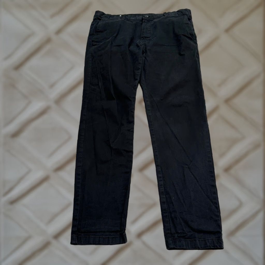 Zara ZARA Chino Pants Mens 34 Black Solid Straight Flat Front Casual Cotton 35x29.5 Size US 34 / EU 50 - 1 Thumbnail