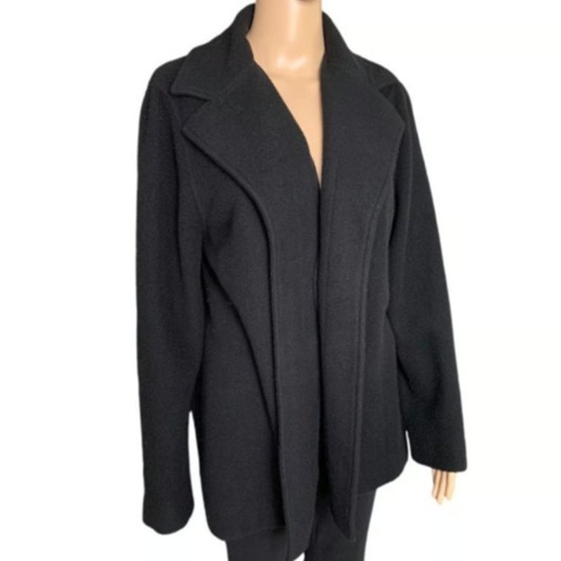 Other ELLEN TRACY Women's Size Medium Blazer Open Front Black Wool Size M / US 6-8 / IT 42-44 - 10 Thumbnail