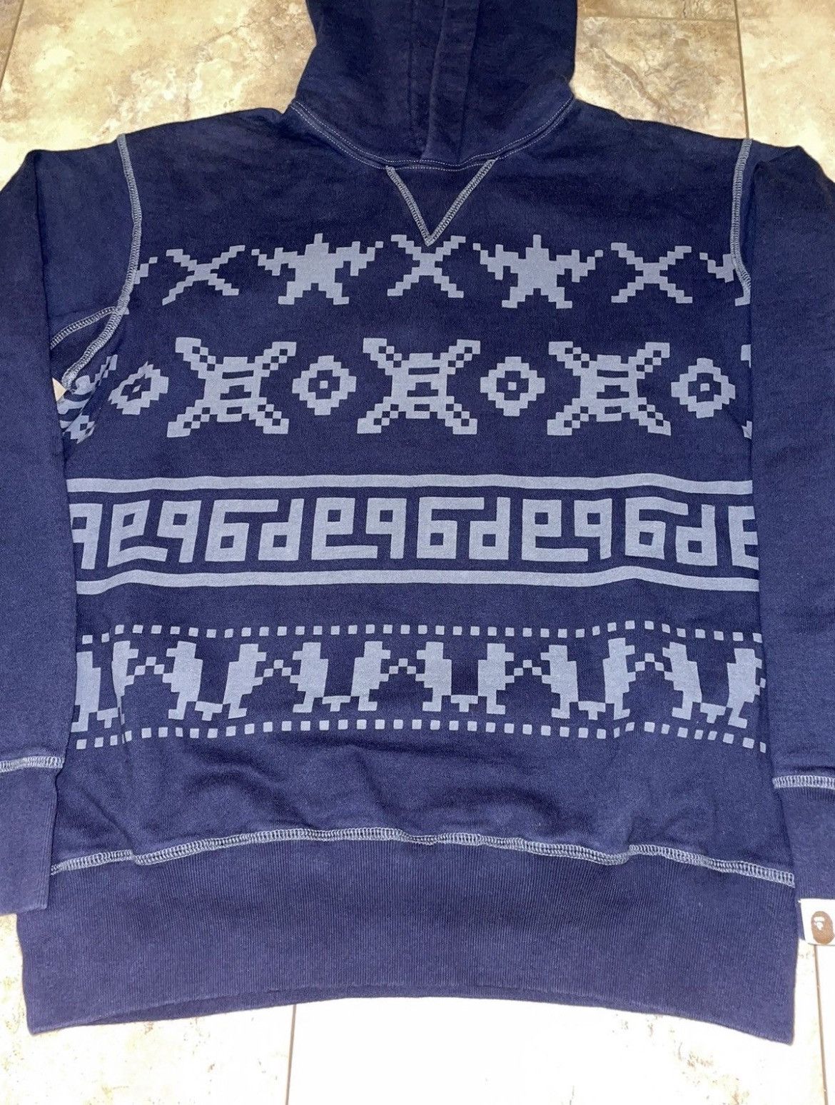 Bape Bape A Bathing Ape Classics Aztec Pullover Hoodie Navy M Size US M / EU 48-50 / 2 - 3 Thumbnail