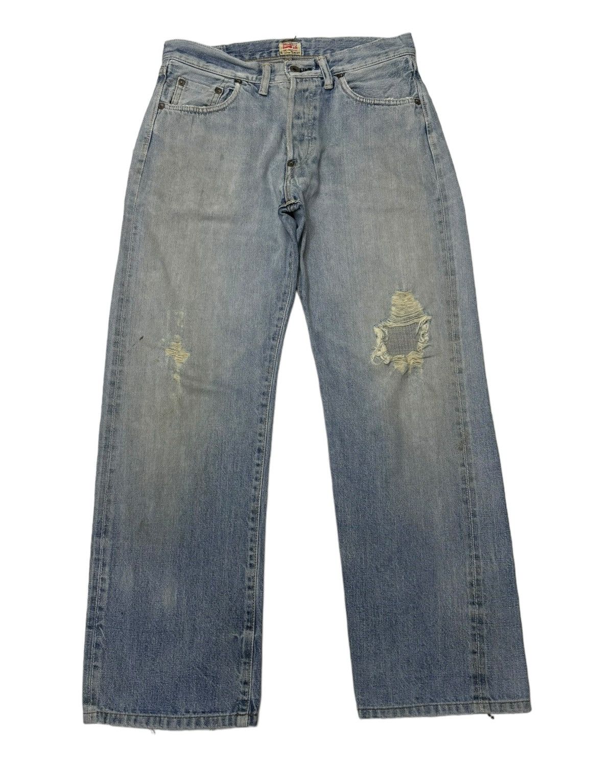 Kapital VINTAGE EDWIN 505 SXR SELVEDGE BLUE WASH DISTRESS DENIM JEAN Size US 30 / EU 46 - 9 Thumbnail