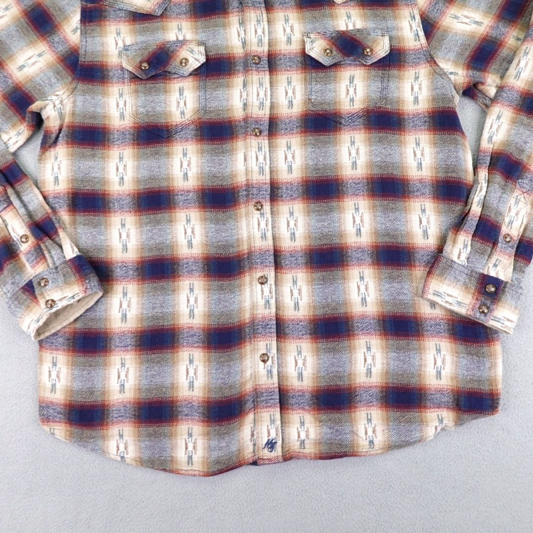 Vintage VINTAGE Moon Shrine Button Up Shirt Road Western Casual Plaid Blue XL Mens Button-Up Shirt Size US XL / EU 56 / 4 - 4 Thumbnail