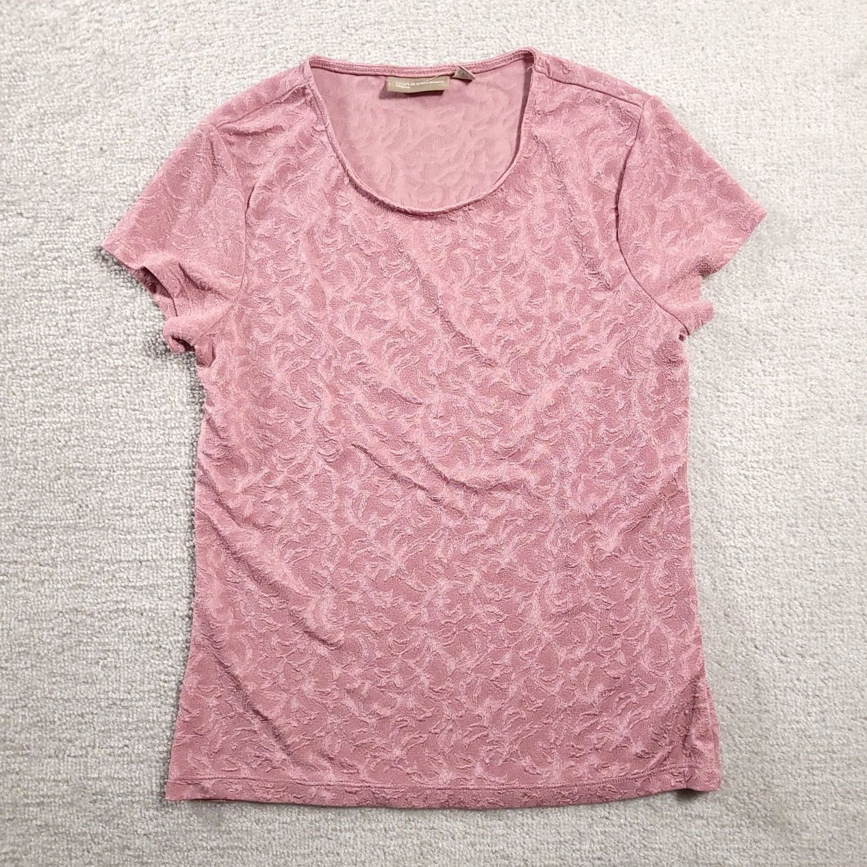 Croft & Barrow Croft & Barrow Womens Short Sleeve Stretch Pullover Shirt Size S Floral Pink Size S / US 4 / IT 40 - 2 Thumbnail