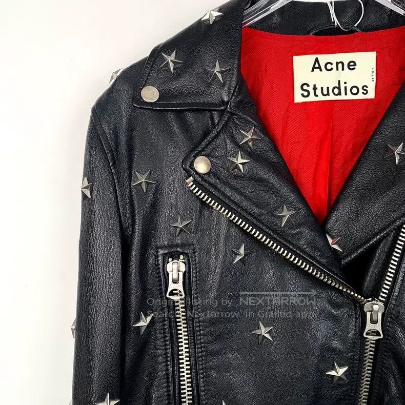 Acne Studios Acne Studios Black Star Studs Notched Collar Zip-Up Leathe Size XXS / US 00 / IT 34 - 3 Thumbnail