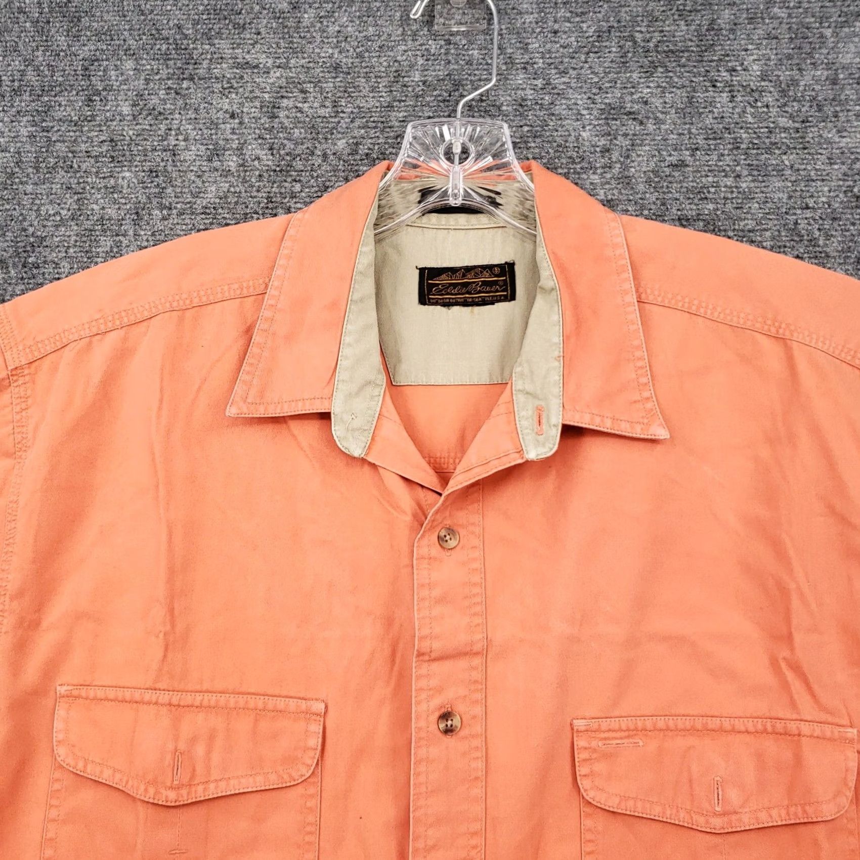 Eddie Bauer Eddie Bauer Shirt Mens XL Orange Twill Button-Up Short Sleeve Shirt Size US XL / EU 56 / 4 - 3 Thumbnail