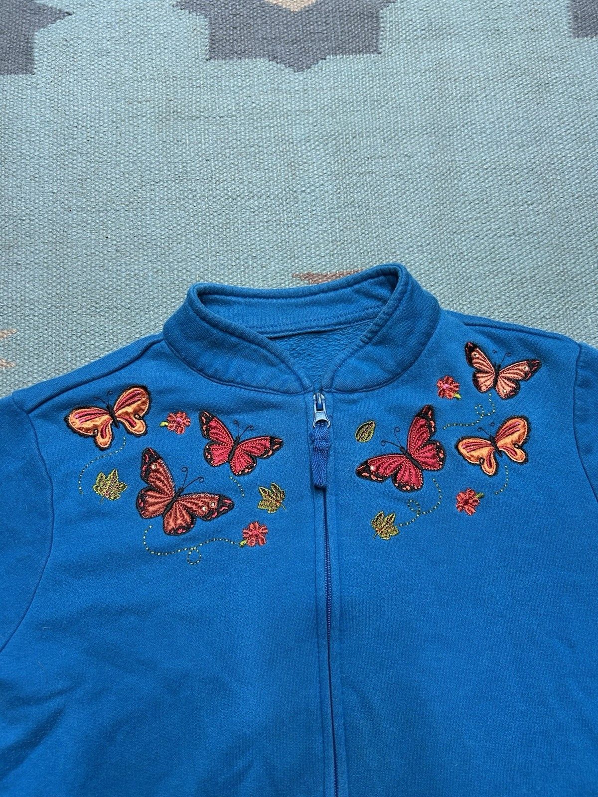 Vintage vtg sweatshirt cardigan butterflies cute animal flower zip L Size L / US 10 / IT 46 - 3 Thumbnail