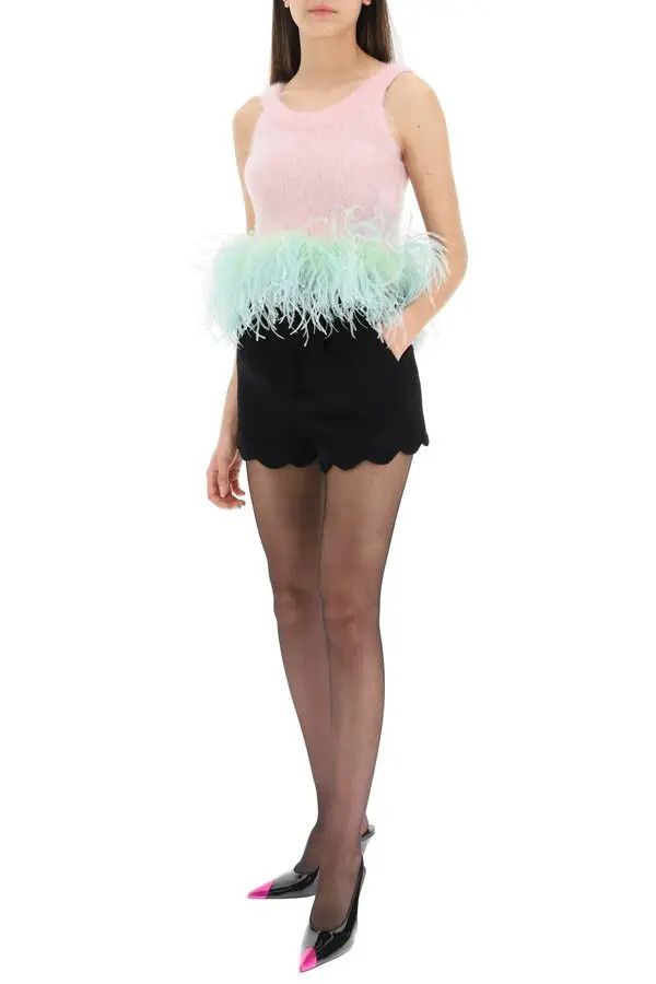Saint Laurent Paris o1s1wg111024 Tank Top in Mohair and Feathers in Multicolor Size XS / US 0-2 / IT 36-38 - 2 Thumbnail