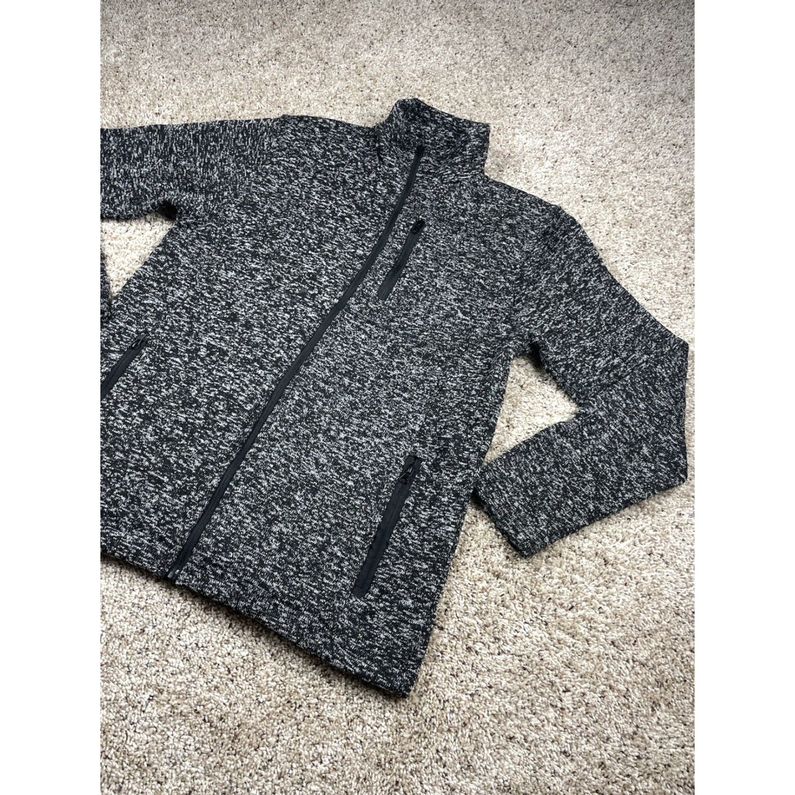 Vintage Burly Camo WFS Fleece Jacket Large Mens Charcoal Gray Full Zip Mock Neck Pockets Size US L / EU 52-54 / 3 - 2 Thumbnail