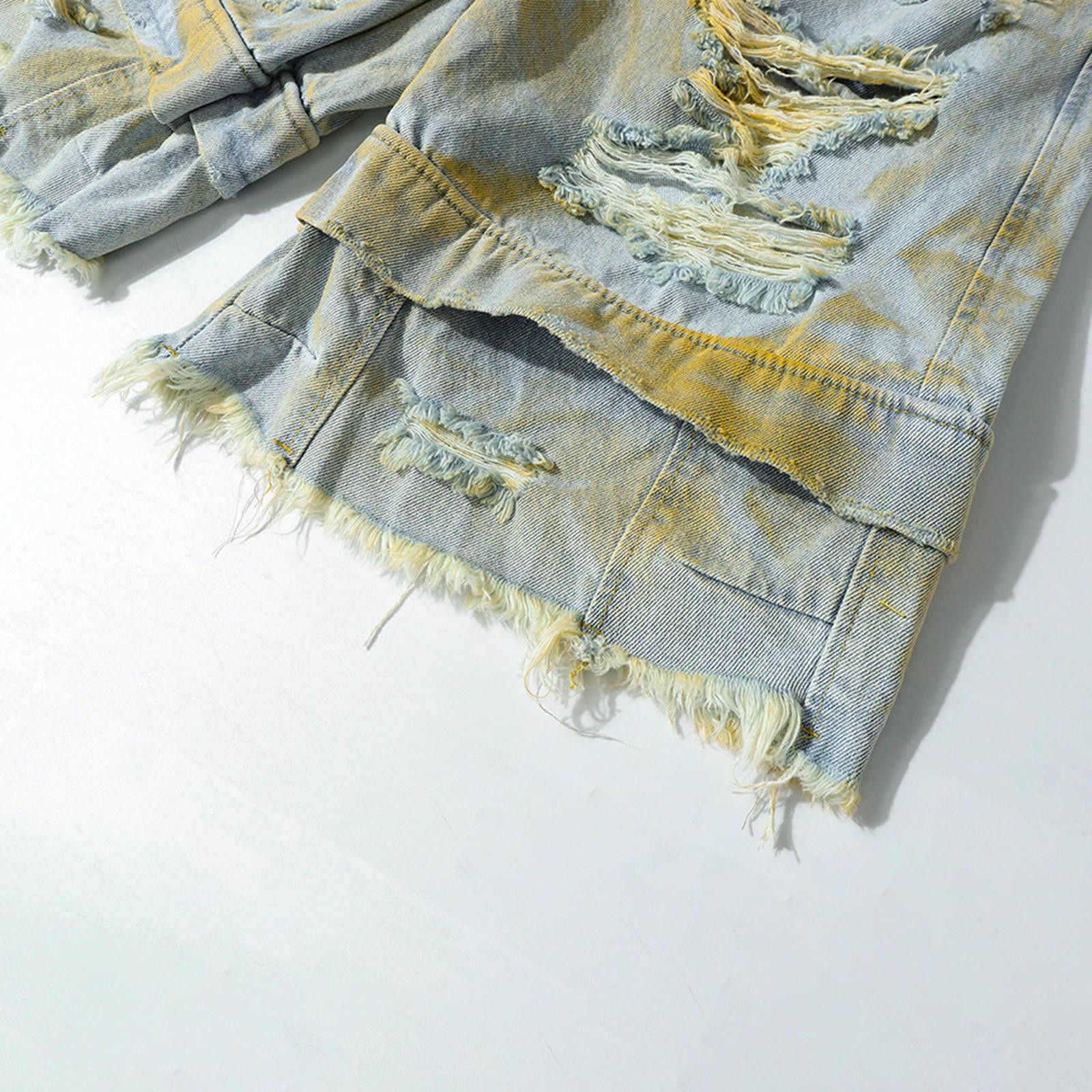 Jean Distressed Straight-Leg Denim Short | Frayed Raw Hem Size US 32 / EU 48 - 8 Thumbnail