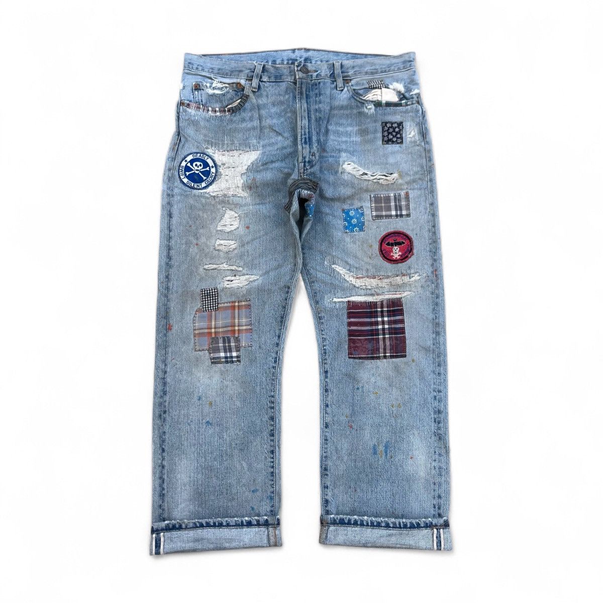 Levi's Vintage Clothing Vtg Levi’s Big E 505 Selvedge Denim Patchwork Size US 33 - 1 Thumbnail