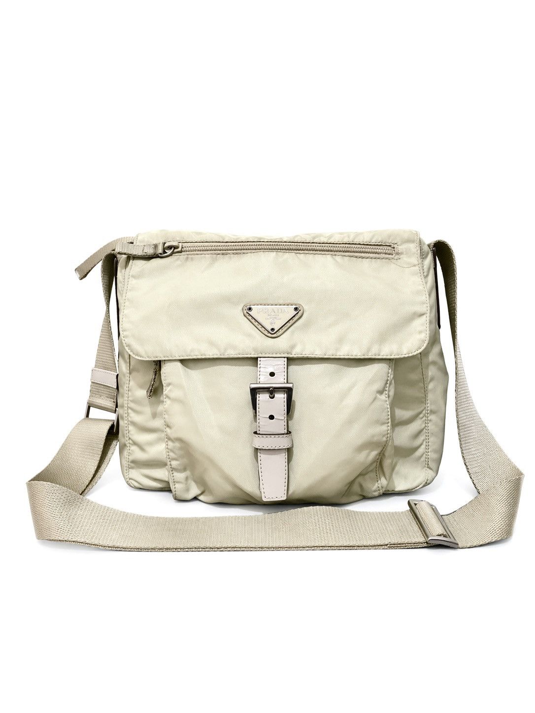 Prada Prada Nylon Messenger Bag Beige Size ONE SIZE - 1 Thumbnail