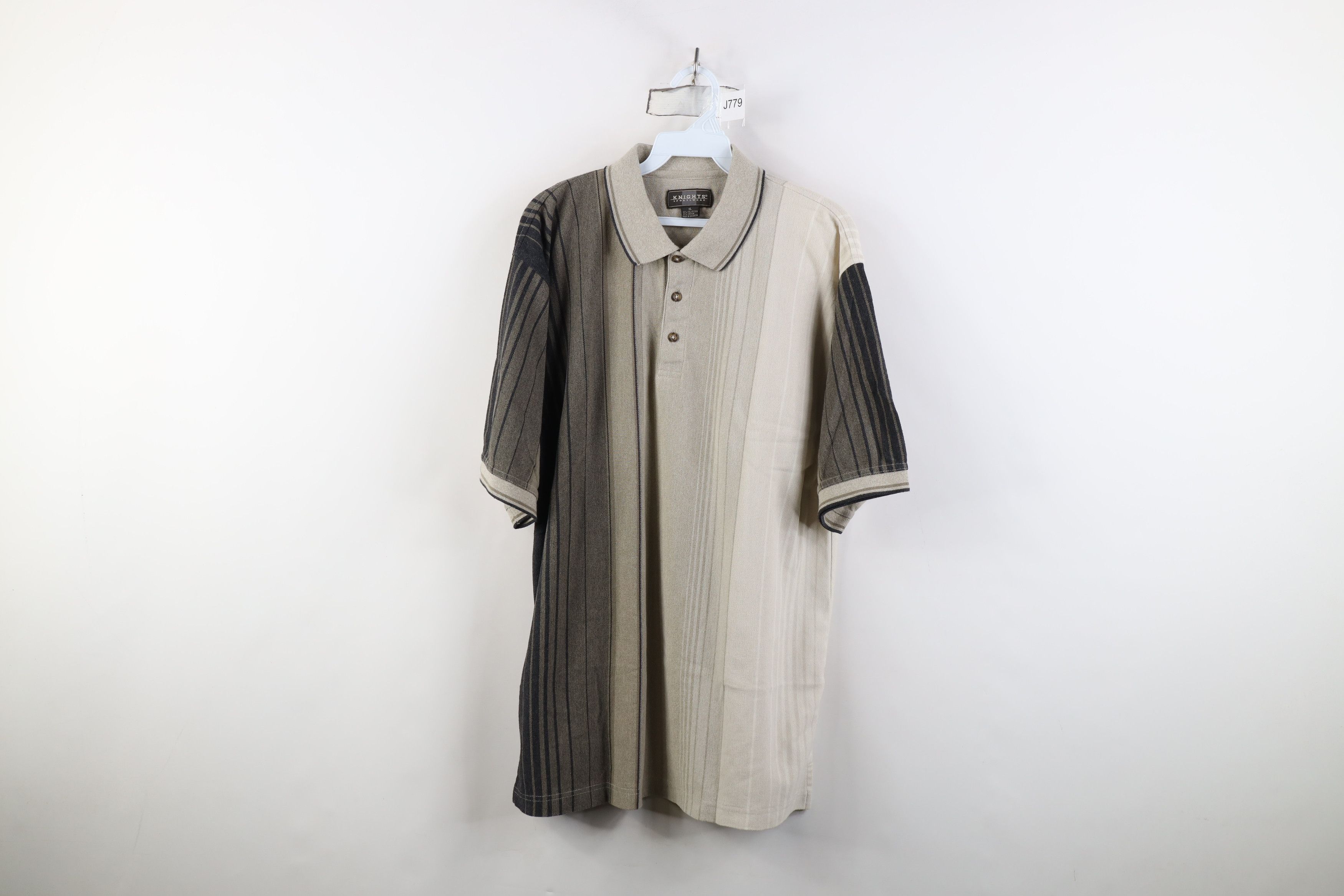 Vintage Vintage 90s Streetwear Block Knit Golf Polo Shirt Earth Tone Size US XL / EU 56 / 4 - 1 Thumbnail