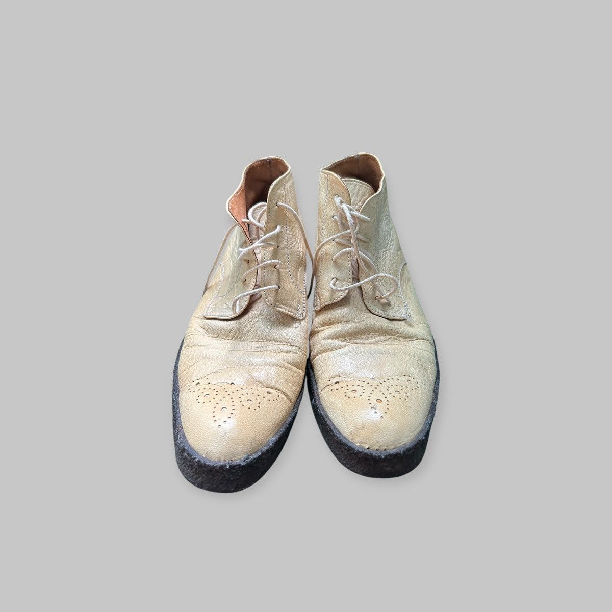 Maison MIHARA YASUHIRO White/Yellow Leather Desert Ankle Wingtip Rockabilly Boots Size US 8 / EU 41 - 19 Thumbnail