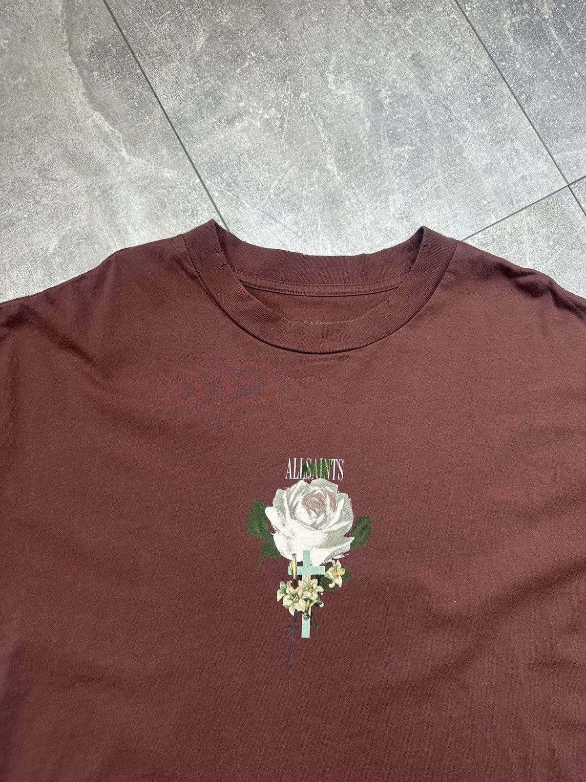 Allsaints Allsaints Japanese Centre Logo Flower Print Brown Tee Size US S / EU 44-46 / 1 - 7 Thumbnail