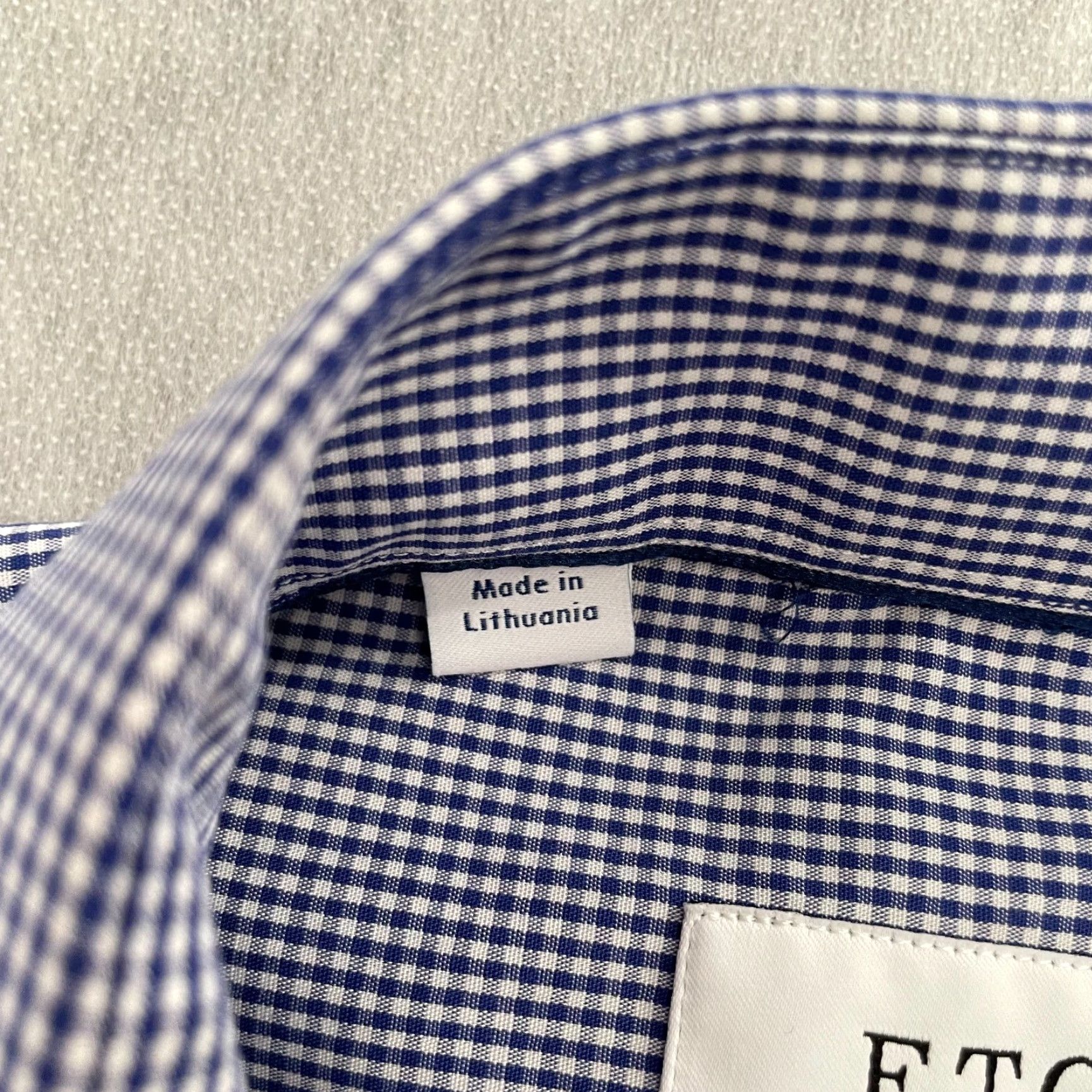 Eton VINTAGE Etón Dress Shirt Adult Medium Long Sleeve Blue Check Button Up Mens Business Casual Formal Wedding Size US M / EU 48-50 / 2 - 6 Thumbnail