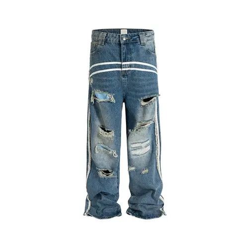 Jean Hamaoka x Kazue High Street White Striped Washed Jeans Size US 35 - 1 Thumbnail