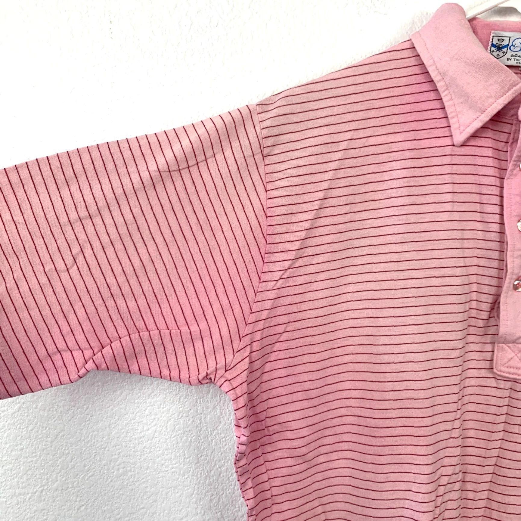 Vintage VINTAGE Pickering Polo Shirt XL Pink Striped 80s Cotton Short Sleeve Button-Down Mens Likely 46 in Chest Size US XL / EU 56 / 4 - 2 Thumbnail
